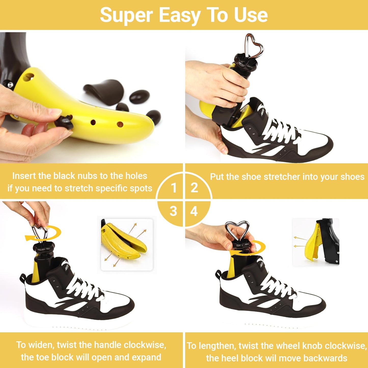 issdem Adjustable Shoe Stretcher for Men Size 9-13, Shoe Widener Stretcher, Shoe Trees for Women Size 6-11 (L (Women's 11-14;men's 10-14) Yellow 2pcs)
