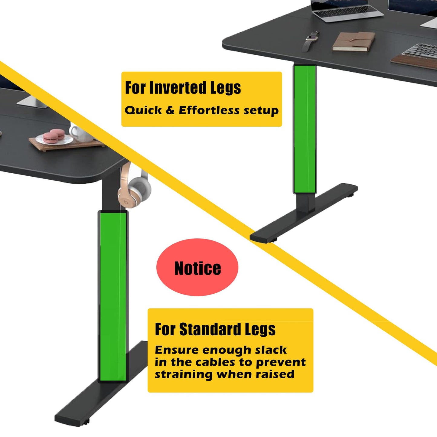 Under Desk PC Mount for Standing Desk, Universal Clamp-On PC Desk Mount with 10PCS Adhesive Cable Clip, No Drilling Heavy Duty Adjustable Computer Case CPU Holder Fits Most Towers, Holds Up to 44Lbs