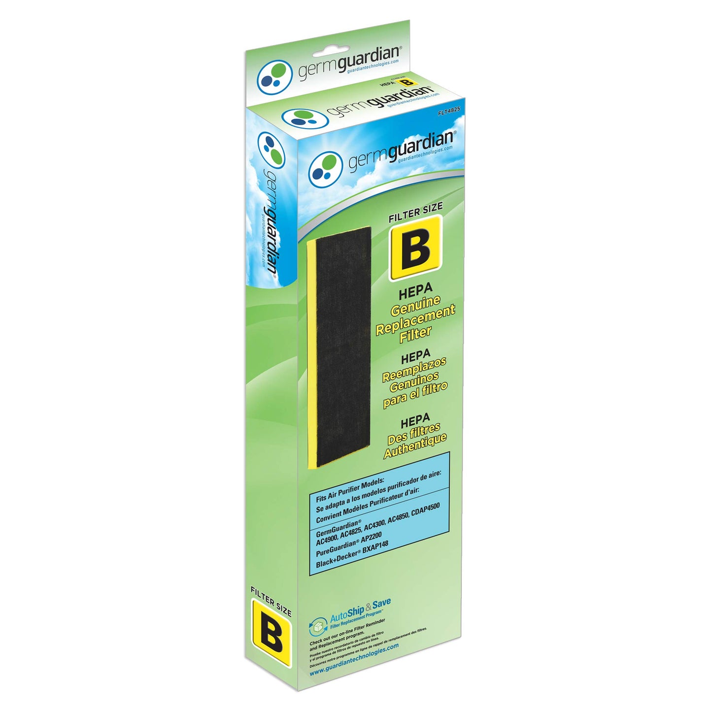 Germ Guardian FLT48252PK HEPA Genuine Air Purifier Replacement Filter B Multi-Pack for GermGuardian AC4300BPTCA, AC4900CA, AC4825, AC4825DLX, AC4850PT, CDAP4500BCA, CDAP4500WCA and More, 2-Pack