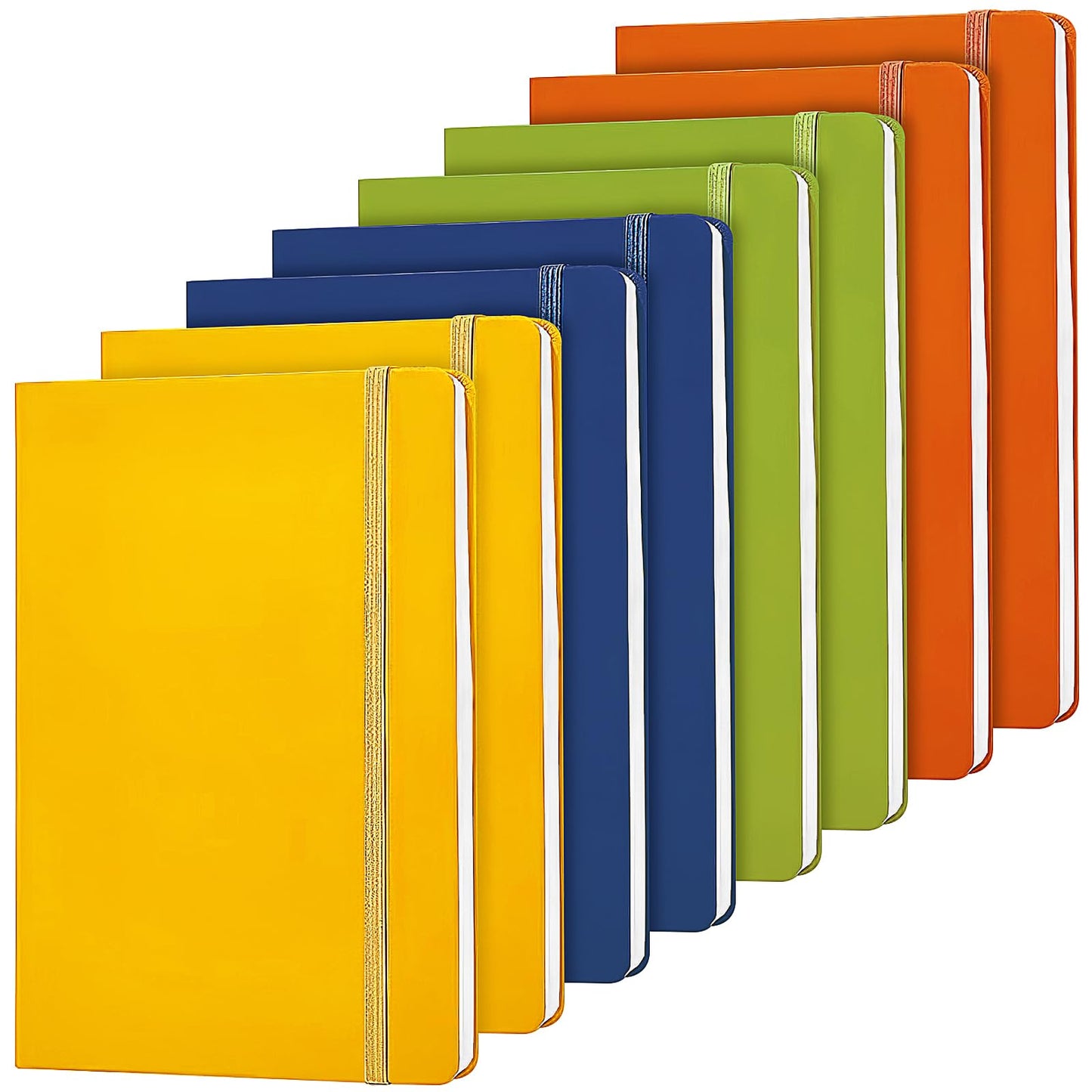 8 Pack Journal Notebook, A5 Hardcover Notebook with Elastic Band, PU Leather Classic Writing Notebook Premium Line Paper Ruled Journal for School Business Work Writing, 160Pages(4 Colors)