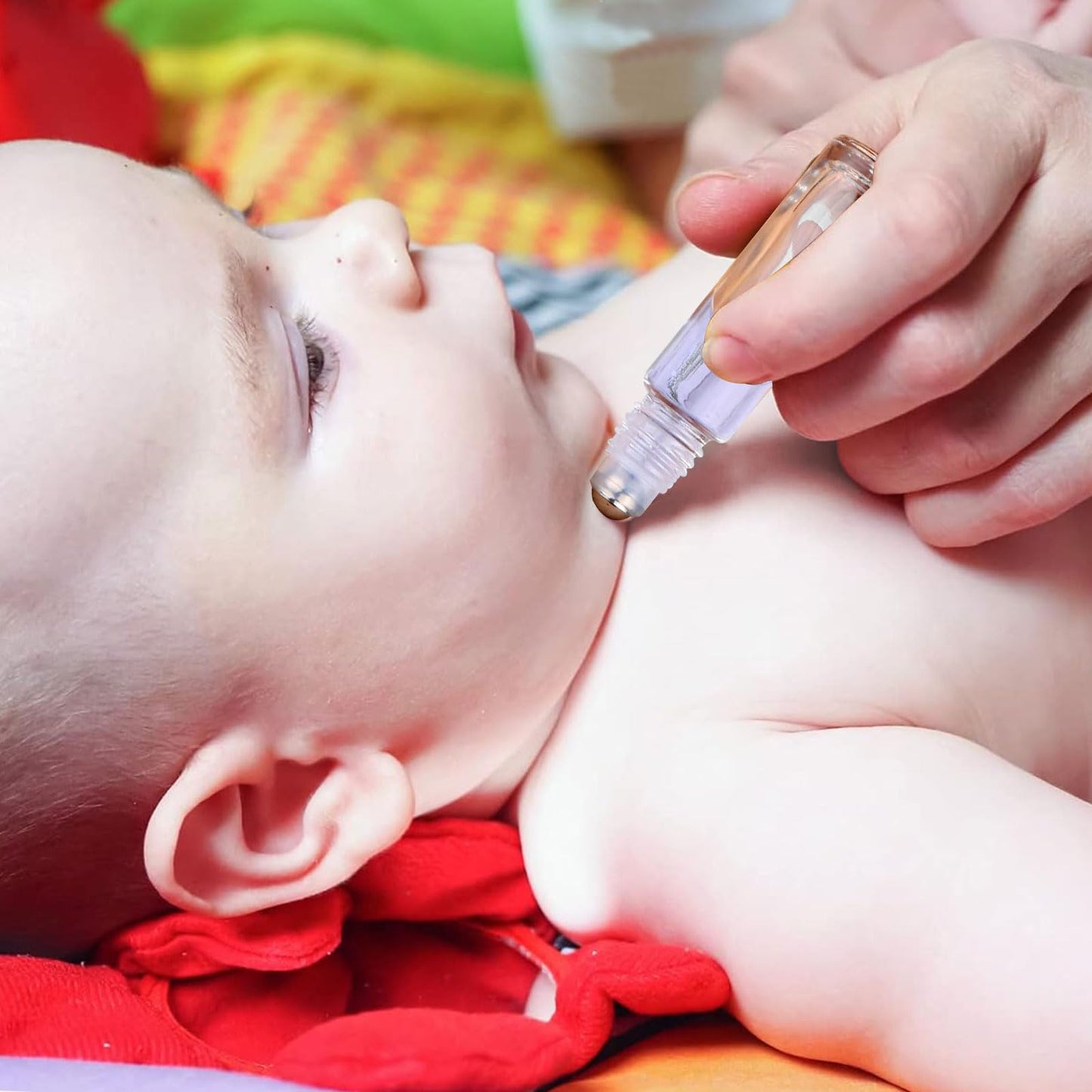 50 Pcs Essential Oil Roller Bottles, 10ml Empty Glass Roll on Bottle with Stainless Steel Applicator, Refillable Perfume Containers for Women Girls Travel, Wedding Baby Shower Party Gifts - Clear