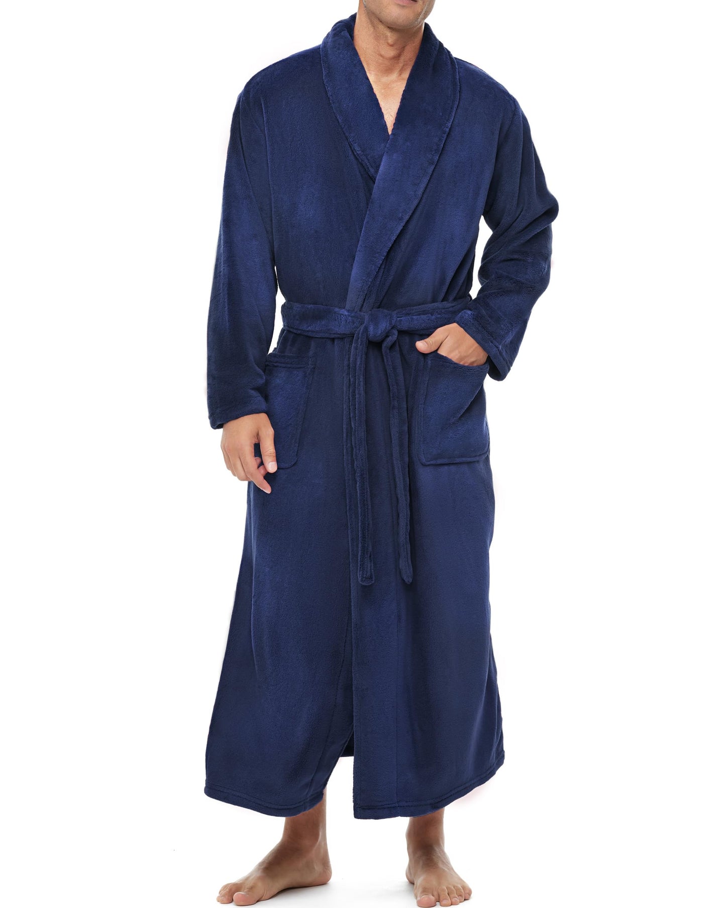 Alexander Del Rossa Long Mens Robe Full Length Big and Tall Bathrobe for Men, Mens Bath Robes Navy Blue 3XL Tall (A0124NBL3XLT), Navy Blue, 3X Tall