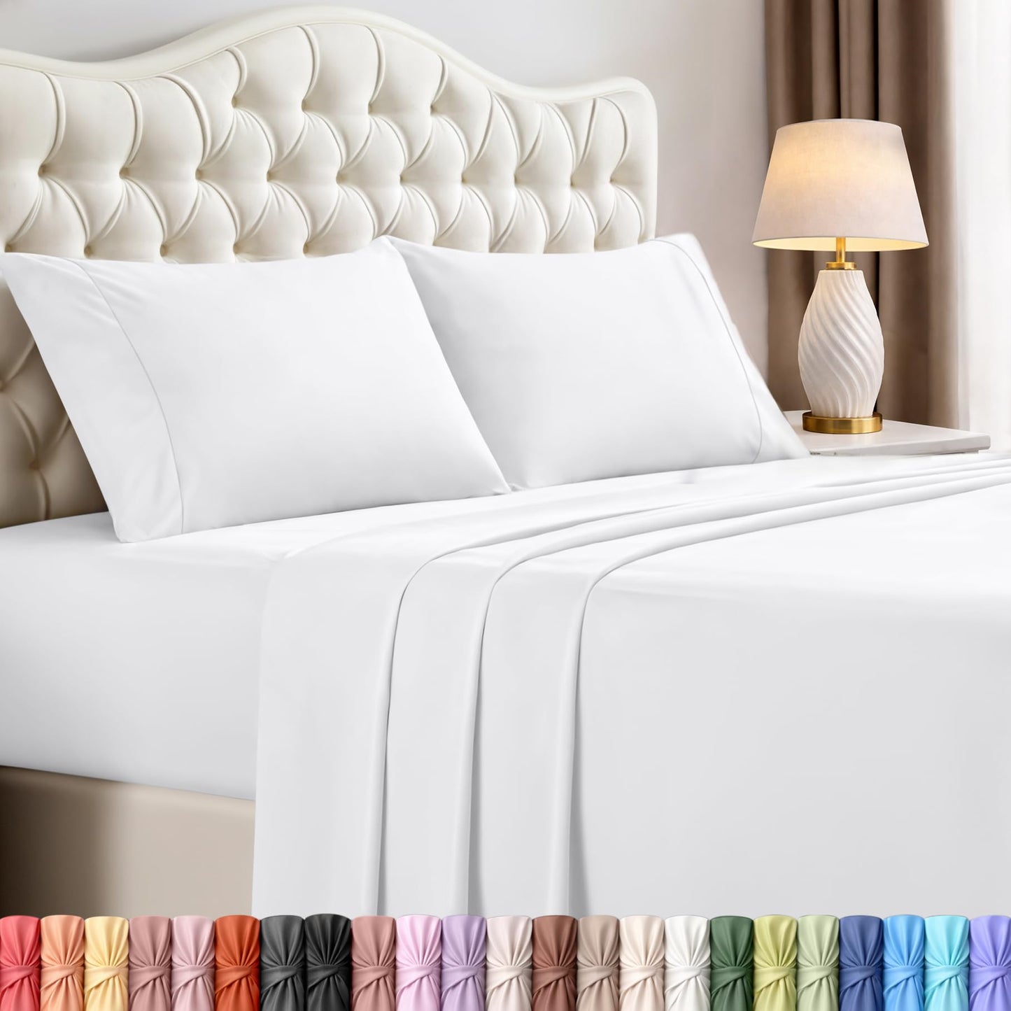 Utopia Bedding King Bed Sheets - 4 Piece King Size Cooling Sheet Set - Hotel Luxury Soft Breathable Microfiber, Oeko-TEX, Deep Pocket Easy Fit & Care, Fade & Wrinkle Resistant, White
