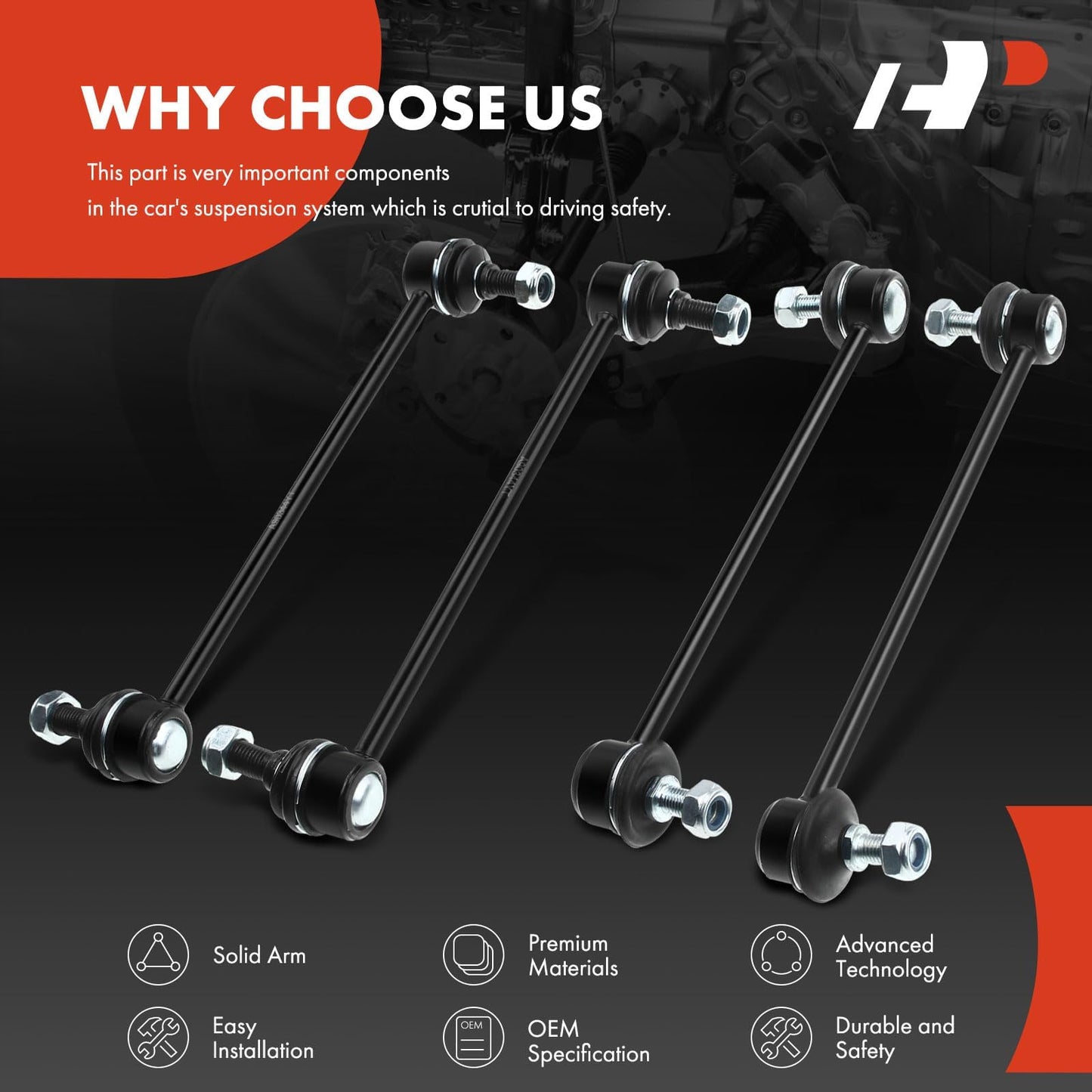 A-Premium 4Pcs Suspension Kit Front and Rear Sway Bar Links Stabilizer Bar Links Kit, Compatible with Toyota & Lexus- 2001-2016 - Camry Highlander Avalon Venza & ES300 ES330 RX330 RX350 RX400h