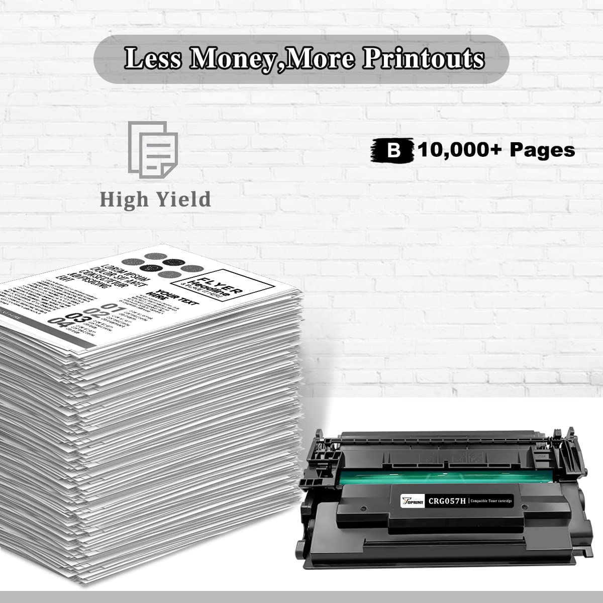 Compatible Toner Cartridge 057H ( 057 ) High Yield 10000 Pages TOPRINT for LBP236dw MF445dw LBP226dw MF455dw MF448dw MF449dw MF443dw LBP228dw LBP227dw LBP223dw MF451dw MF452dw MF453dw Printer