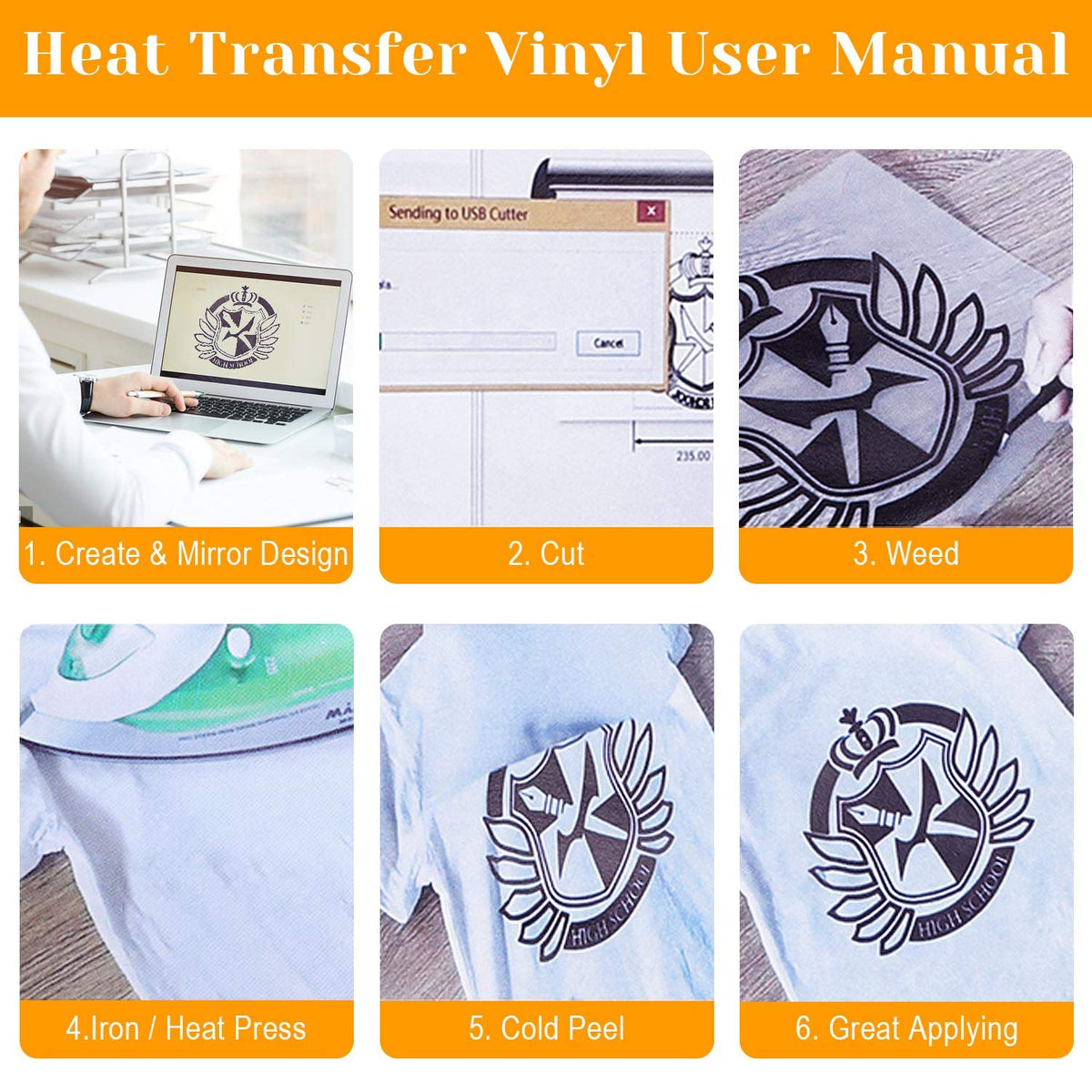 12" x 24ft Heat Transfer Vinyl Rolls, Flasoo 2 Rolls Black and White HTV Iron on Vinyl for Shirts, Compatible with Cricut, Cameo, Heat Press Machines (12 Inches by 12 Feet Per Roll)