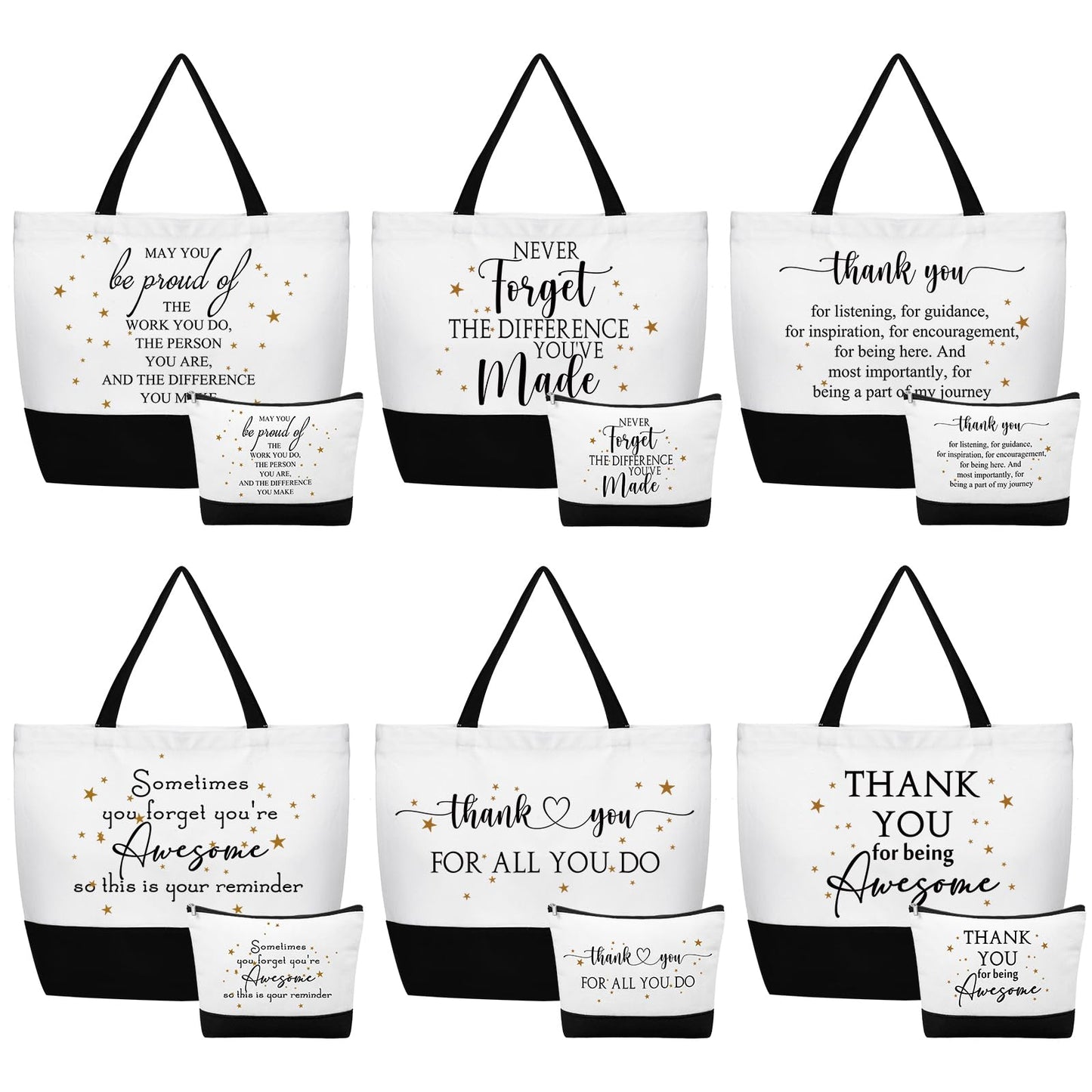 Cunno 24 Pcs Thank You Canvas Tote Bags for Women Employee Appreciation Gift Bulk for Medical Assistant Vet Tech Week