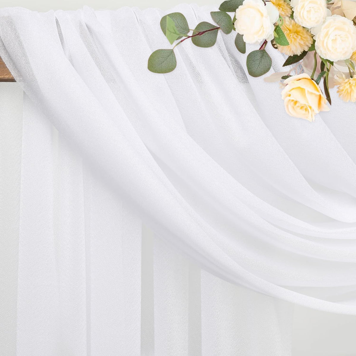 Wokceer Wedding Arch Draping Fabric 6 Panels 28.7" x 20FT White Drapes Sheer Fabric Backdrop Arch Draping Fabric for Wedding Ceremony Birthday Party Bridal Shower Decoration