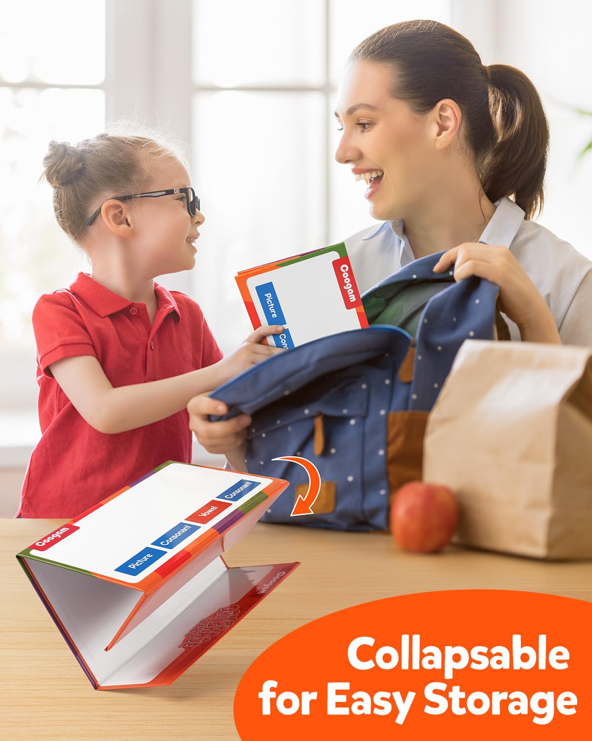 Coogam CVC Word Builder, Magnetic Desktop Pocket Chart CVC Word Reading and Spelling Toy, Montessori Educational Phonics Games Toy Gift School Supplies for Kids