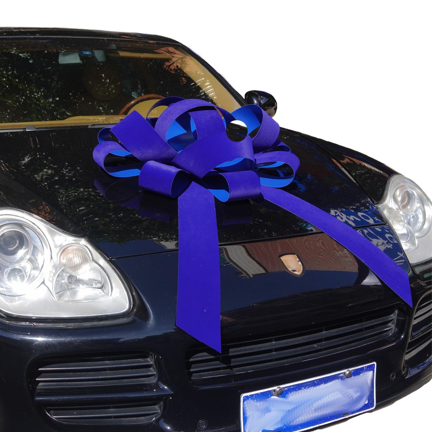 30" Blue Giant Car Bow | 30" Red Velvet Car Bow - Big Car Bow with Non Scratch Magnet Base, Weather Resistant and Waterproof Vinyl Magnetic Car Bow (1 Pack)