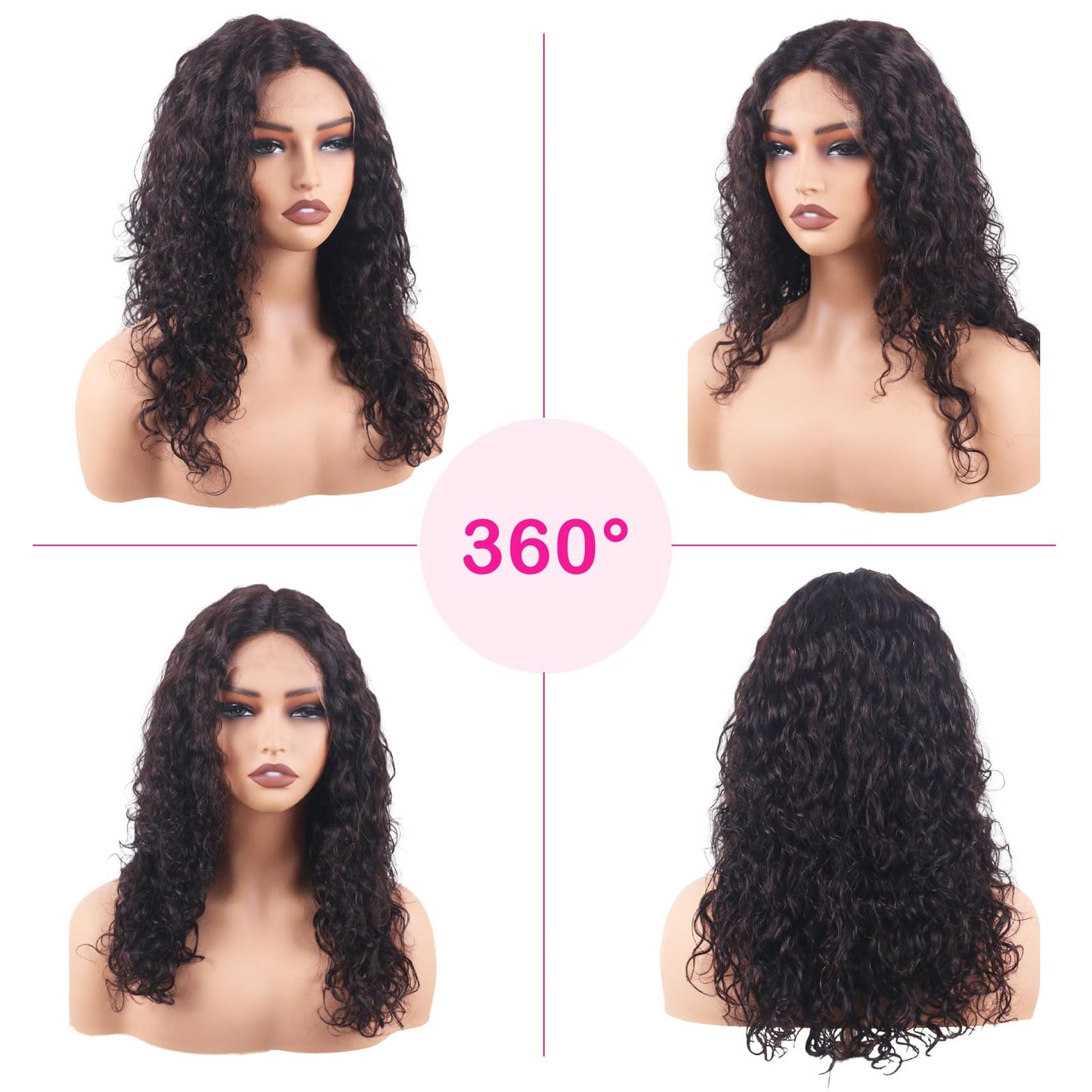 SilkSleek 20 Inch Deep Curly Human Hair Wig T Part 13X4 Lace Front Wigs Pre-Plucked Hairline for Black Women Glueless 180% Density Brazilian Virgin Hair Natural Color with Brown Shade