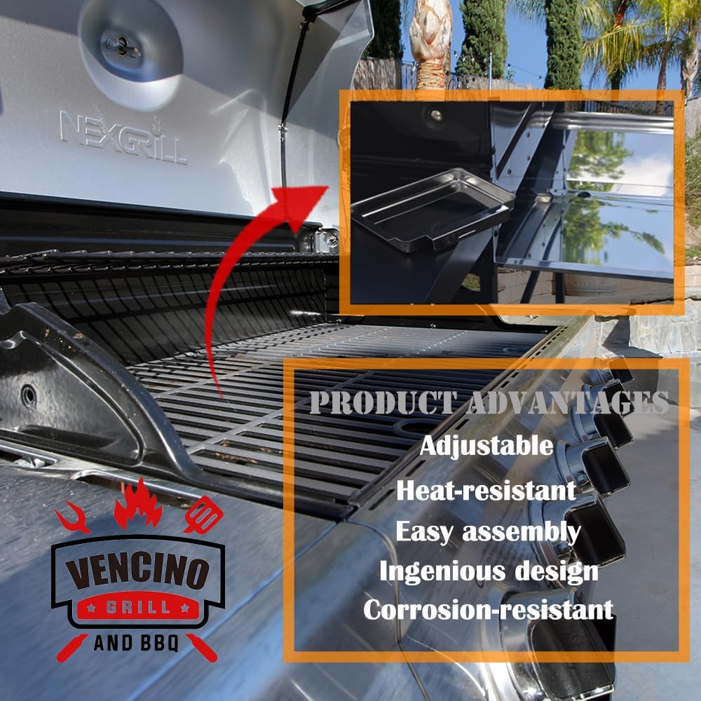 Vencino Stainless Steel Grill Grease Tray with Catch Pan - Adjustable Drip Pan for 4/5 Burner Gas Grill Models from Dyna Glo, Nexgrill, Expert Grill, BHG and More (24"-30")