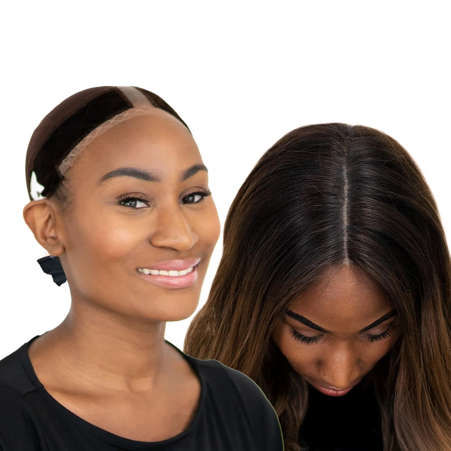 MILANO COLLECTION Lace Wig Grip Cap for Women, Stocking Dome Cap with Built In Elastic Headband, Non-Slip Wig Gripper Accessories for Keeping Wigs In Place, Chocolate Brown, 2 Pack