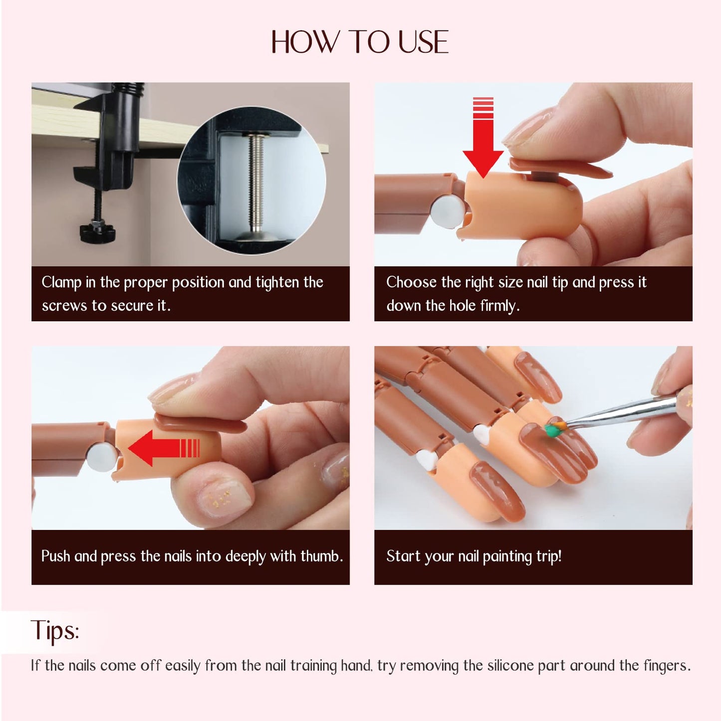 SAVILAND Nail Practice Hand for Acrylic Nails, Flexible Moveable Fake Manicure Trainng Hand Nail Kit for Beginners with Nail Tips, Nail Clipper, Nail Art Brushes, Nail Files, Home DIY