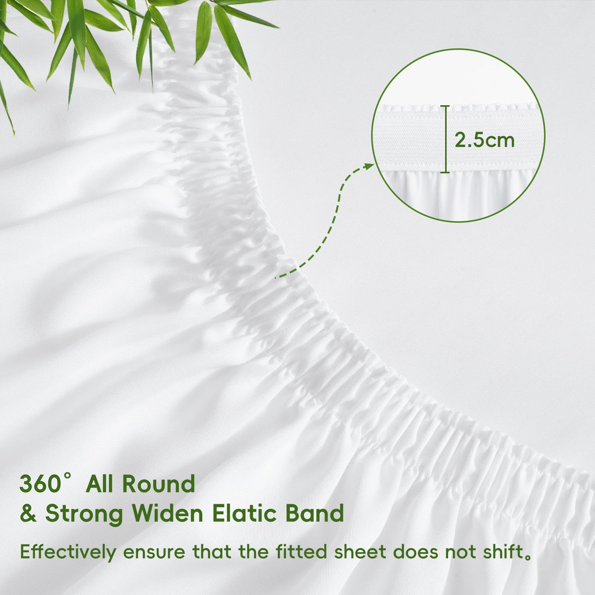 David's Home Cooling Fitted Sheet Queen Size, 100% Rayon Derived from Bamboo, 16" Deep Pocket 2.5cm Wider Elastic, Luxury Smooth Silky Soft Breathable Bottom Sheet for Hot Sleeper, White