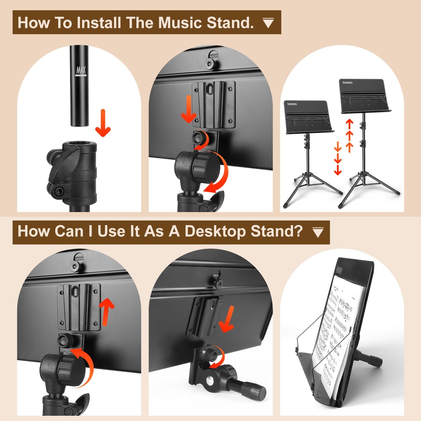 Folding Music Stand，Portable Music Stand For Sheet Music 2 Foldable Music Stand Sheet Music Stand With Carrying Bag Matte Frosted Metal Material Sturdy Height Adjustable