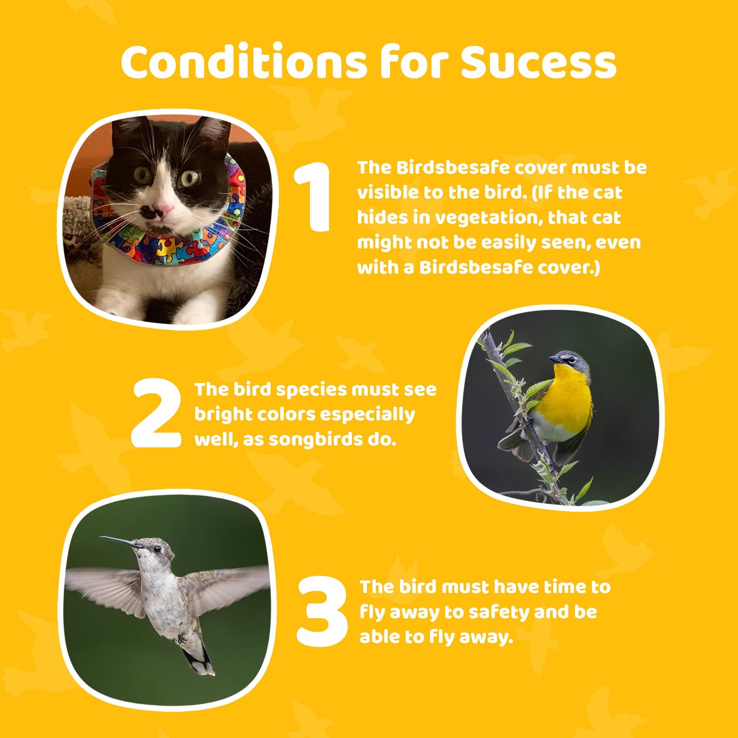 Birdsbesafe® Cat Collar Cover - Bird Warning Collar, Scientifically Proven to Prevent Bird Catching, Includes 2 Covers and 1 Breakaway Collar