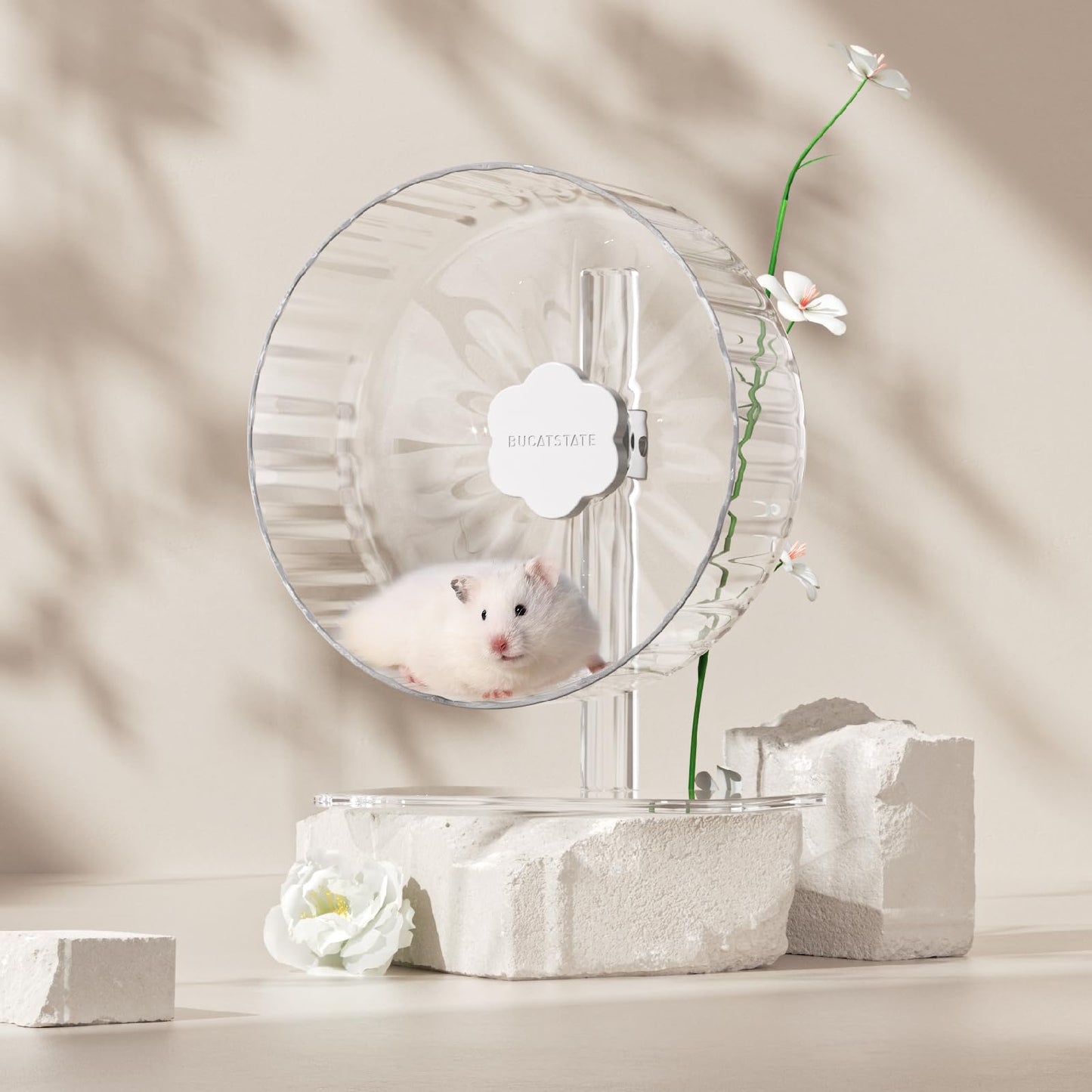 BUCATSTATE Hamster Exercise Wheel 8.2", Upgraded Super-Silent Spinner Hamster Running Wheels with Adjustable Base & Rust-roof Bearing for Dwarf Syrian Hamster Gerbils Rats