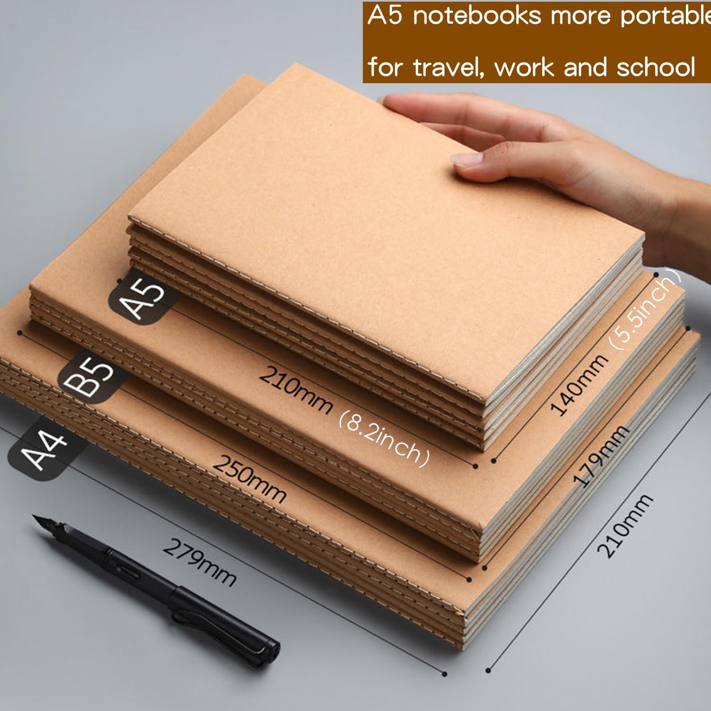 24 Pack A5 Lined Notebooks 80 Pages(40 Sheets) Kraft Notebooks, Subject Notebook Travel Journals, Composition Writing Note Books for School Students, Travelers, Office, 8.2" x 5.5"