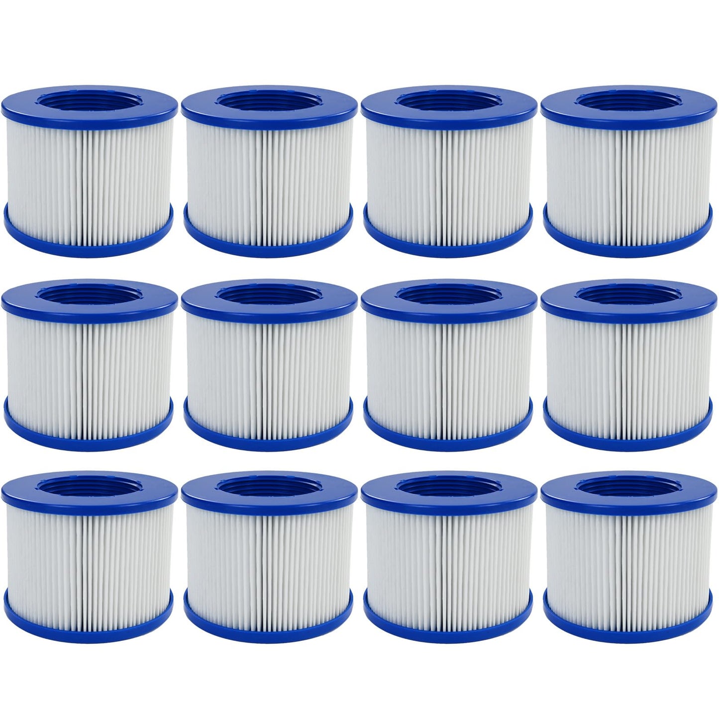 Screw-in Hot Tub Filter Replacement for RELXTIME/ALEKO/Wejoy Aquaspa/Co-z/Wave/CleverSpa - Threaded Cartridges for Inflatable Hot Tubs & Massage Pools (12 Pack)