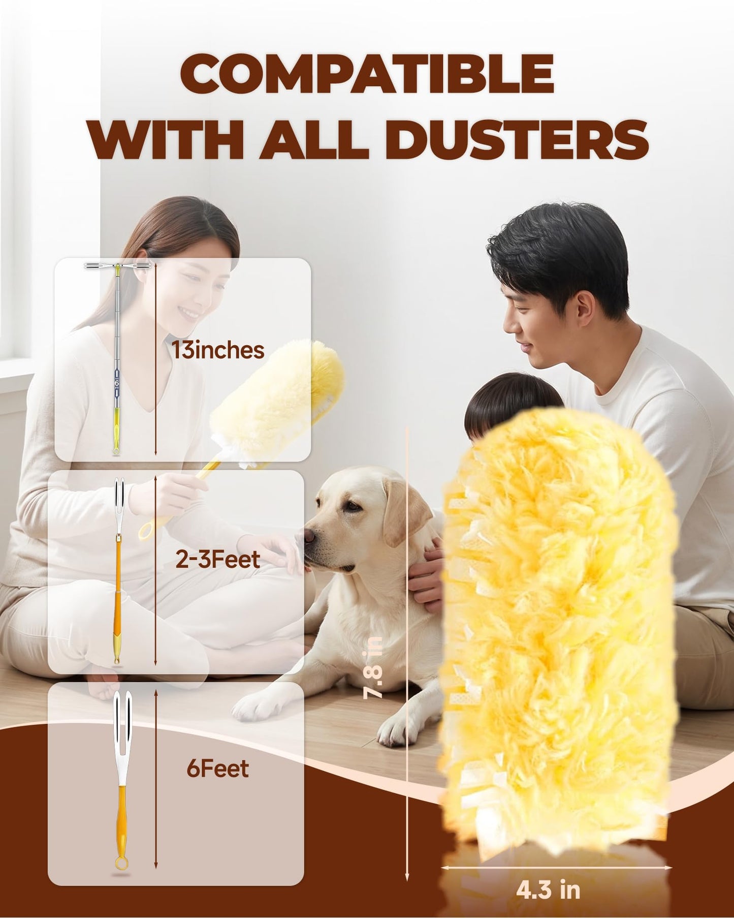 50 Count 360° Heavy Duty Duster Refills Compatible with Swiffer, Larger Size-Extra Thick Electrostatic Disposable dusters Refill for Electronics, Furniture, Blinds, Ceiling Fans, Unscented