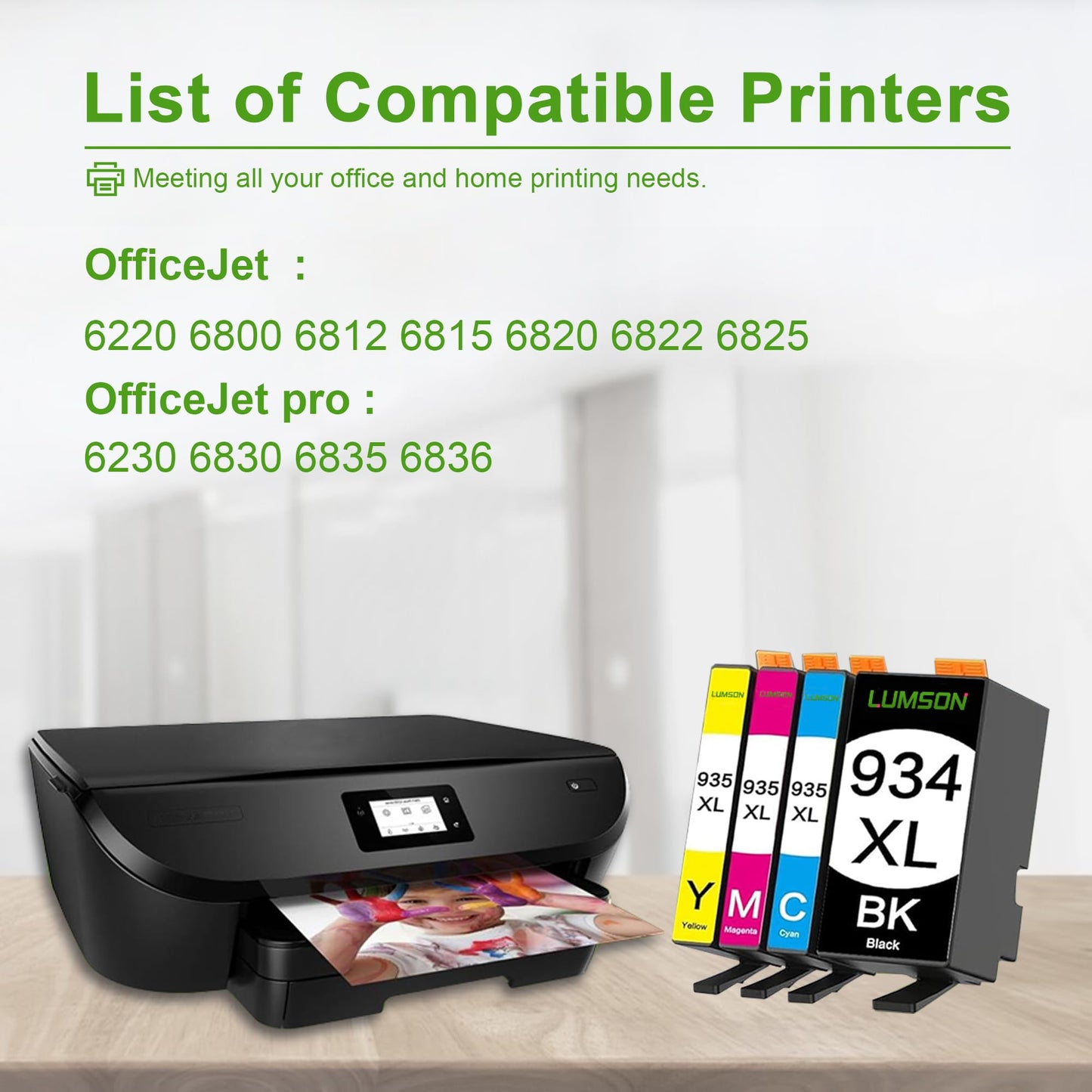 934XL 935XL Black/Color High Yield Ink Cartridges (4-Pack, Black/Cyan/Magenta/Yellow) Compatible 934XL 935XL Ink Cartridges Replacement for HP OfficeJet Pro 6830 6835 6836 6230 6220 6812 Printer