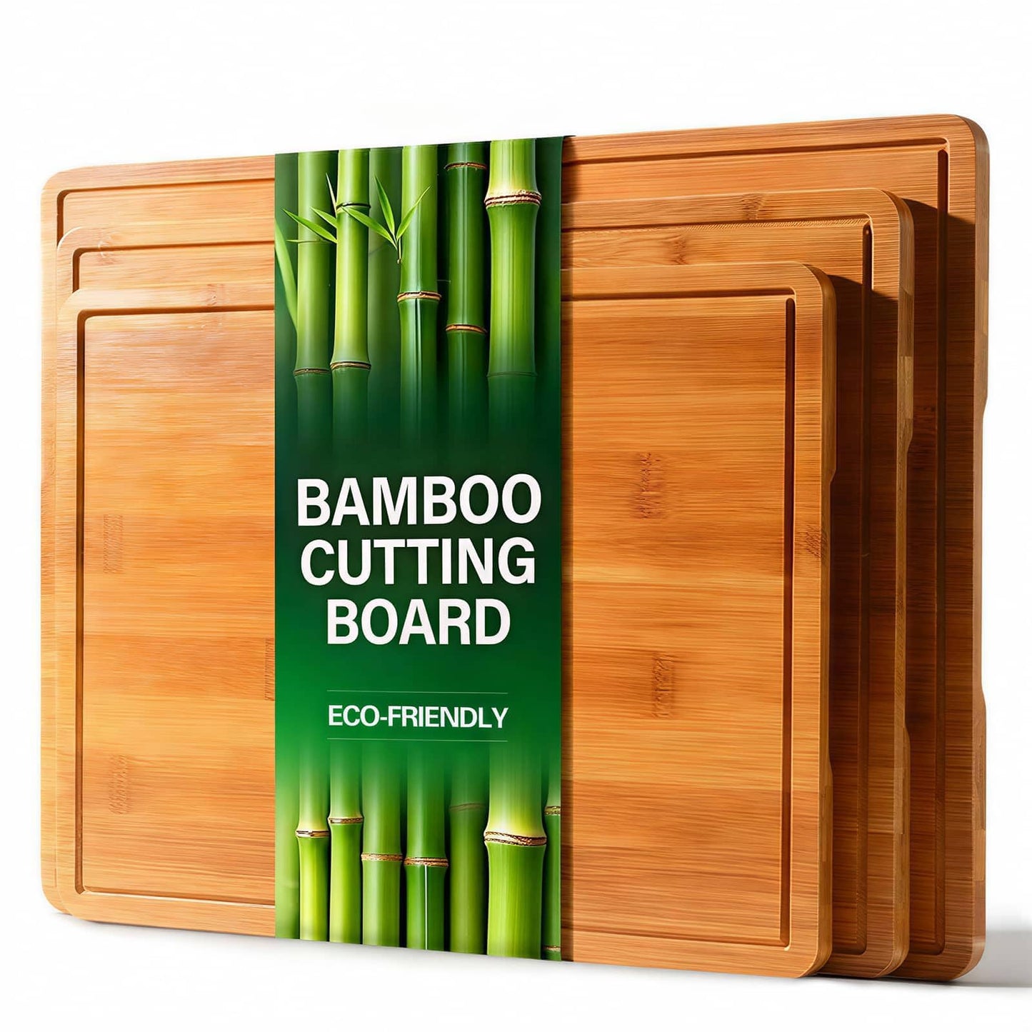 Zarler 3 Pack Bamboo Cutting Boards for Kitchen, 500℉ Carbonized Bamboo Wood Cutting Board with Juice Grooves and Handles, Wooden Chopping Board Set for Meal Prep, XL Size, Ideal Kitchen Gift