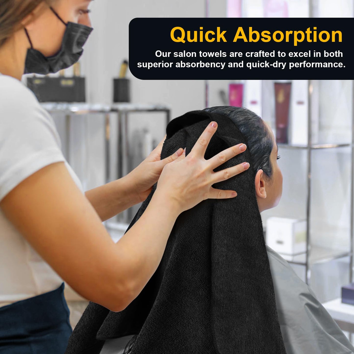 UNIMADE Salon Towels 24 Pack, Microfiber Barber Towels Bulk, (16x29 inches) Hair-Drying Cloth Super Soft Black Hand Cloth for Gym, Bath, Spa Use and Home Beauty Care(Not Bleach Proof)