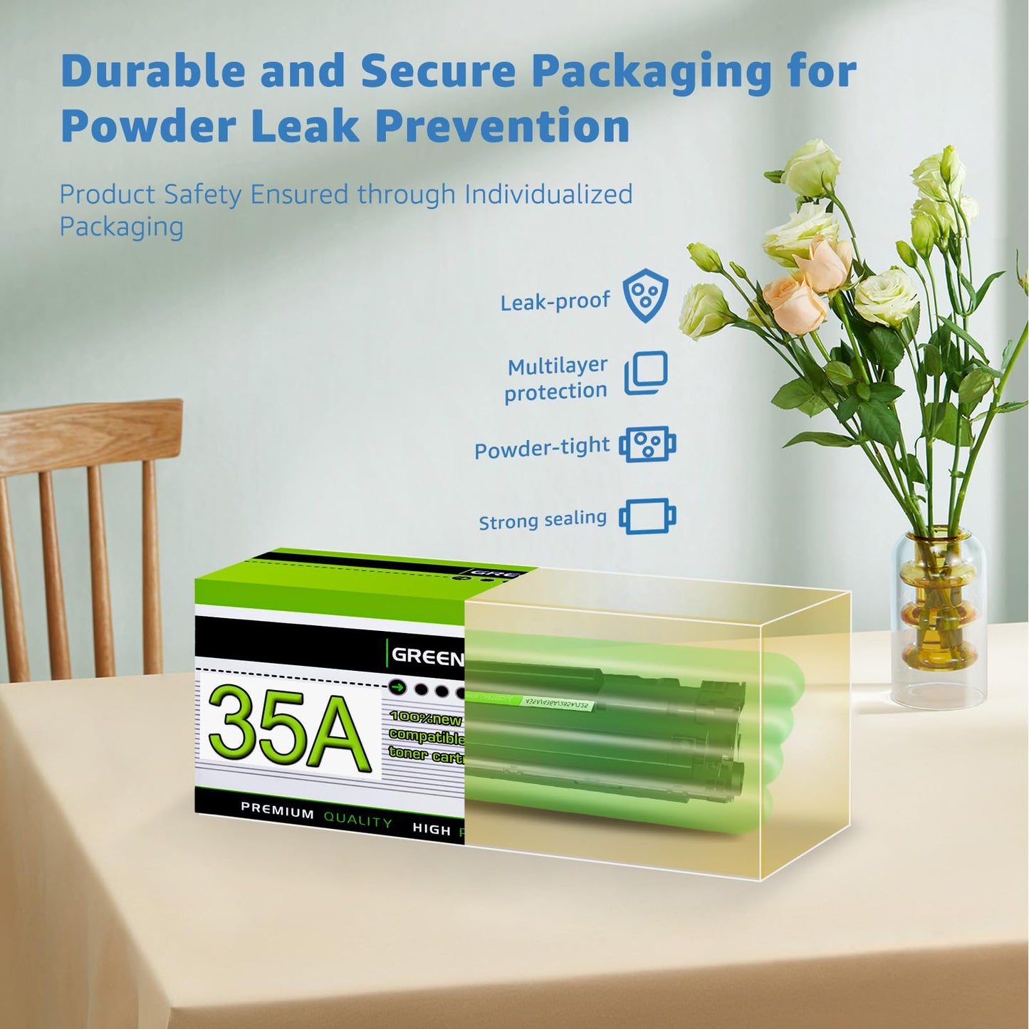 GREENCYCLE CB435A 35A Black Toner Cartridge Replacement for Laserjet P1005 P1006 P1007 Pack of 4