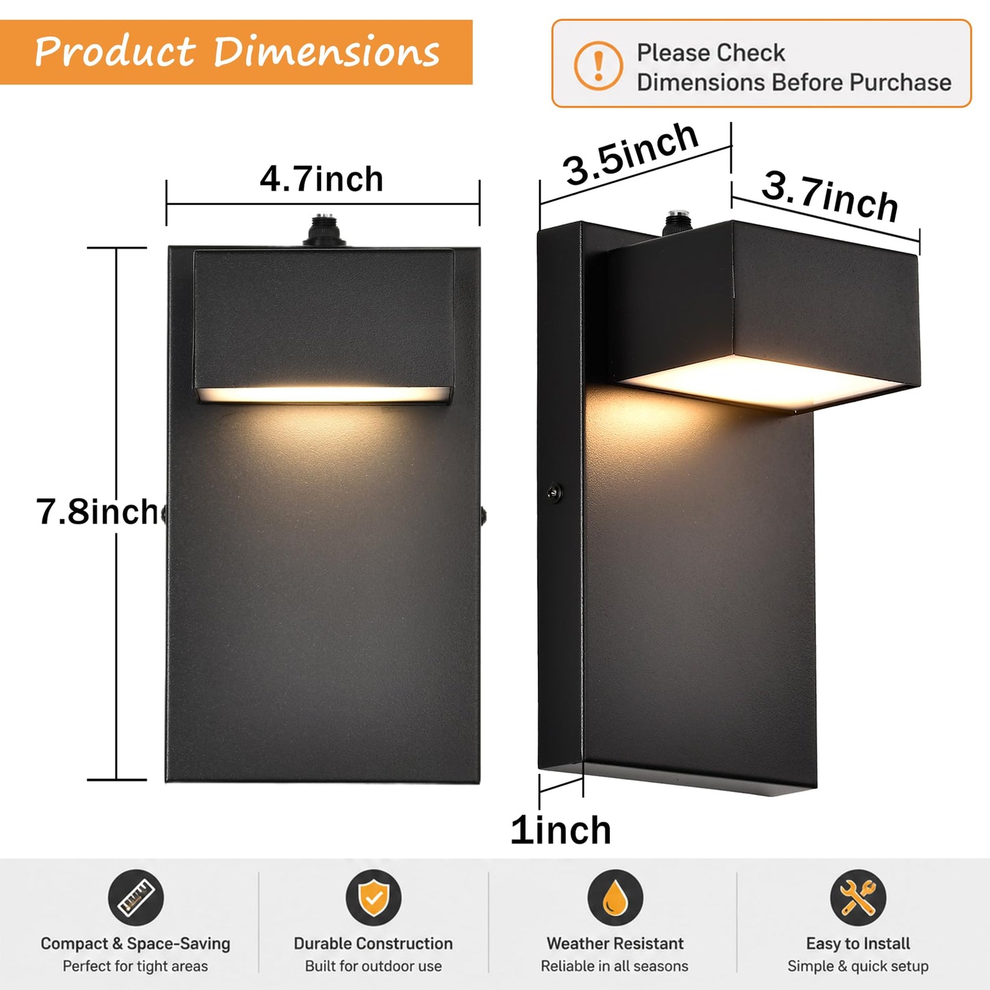 Outdoor Light Fixtures with Dusk to Dawn Sensor, White LED Porch Lights, 3000K Warm White, Rust-Resistant Modern Waterproof Wall Lantern for for Porch, Patio, Garage, Entryway
