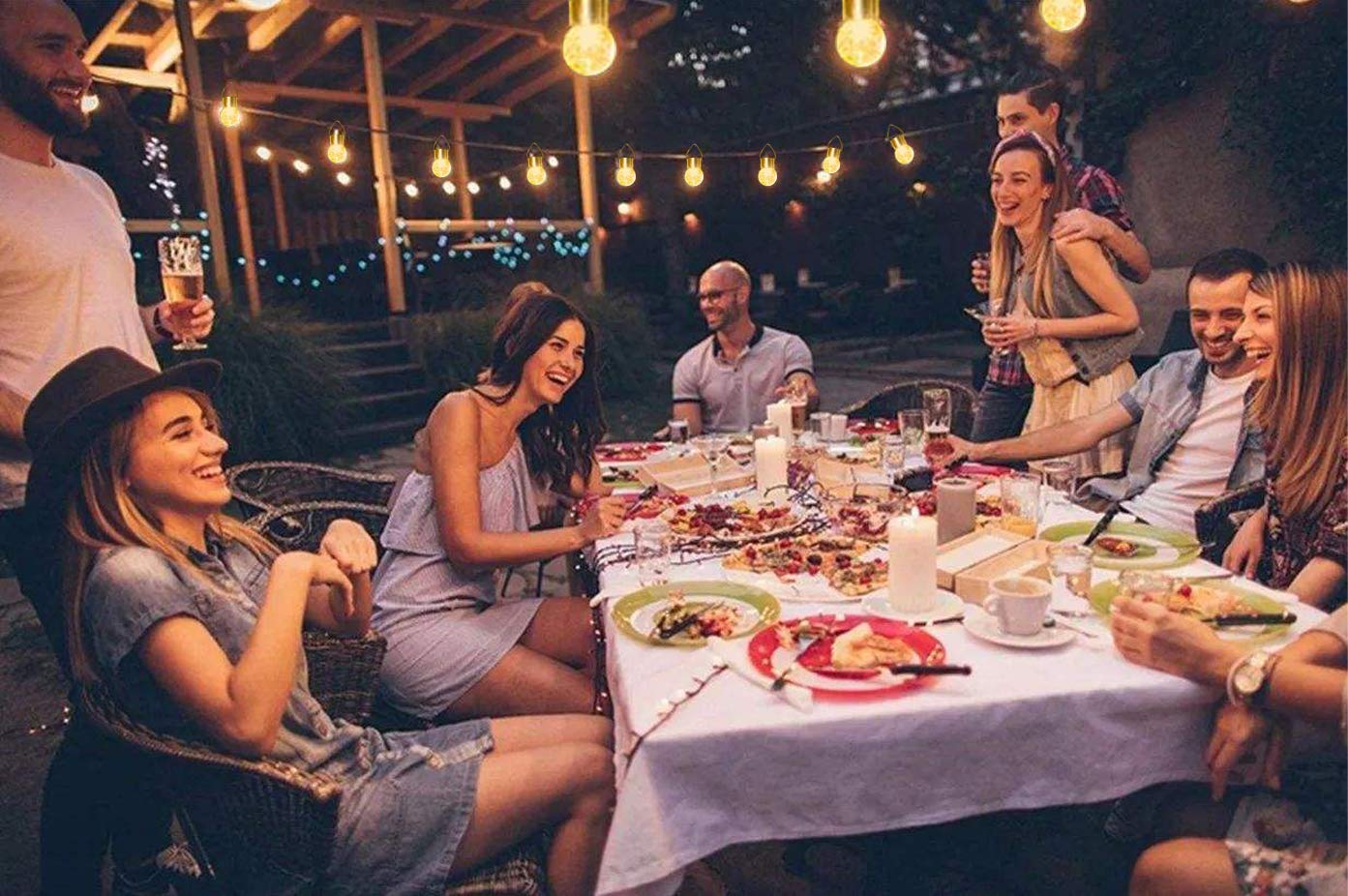Hanging Solar Powered Warm White LED Light, Cracked Glass Ball Light, Waterproof Outdoor Christmas Decorative Lantern for Garden, Yard, Patio, Lawn (Warm White, 12)