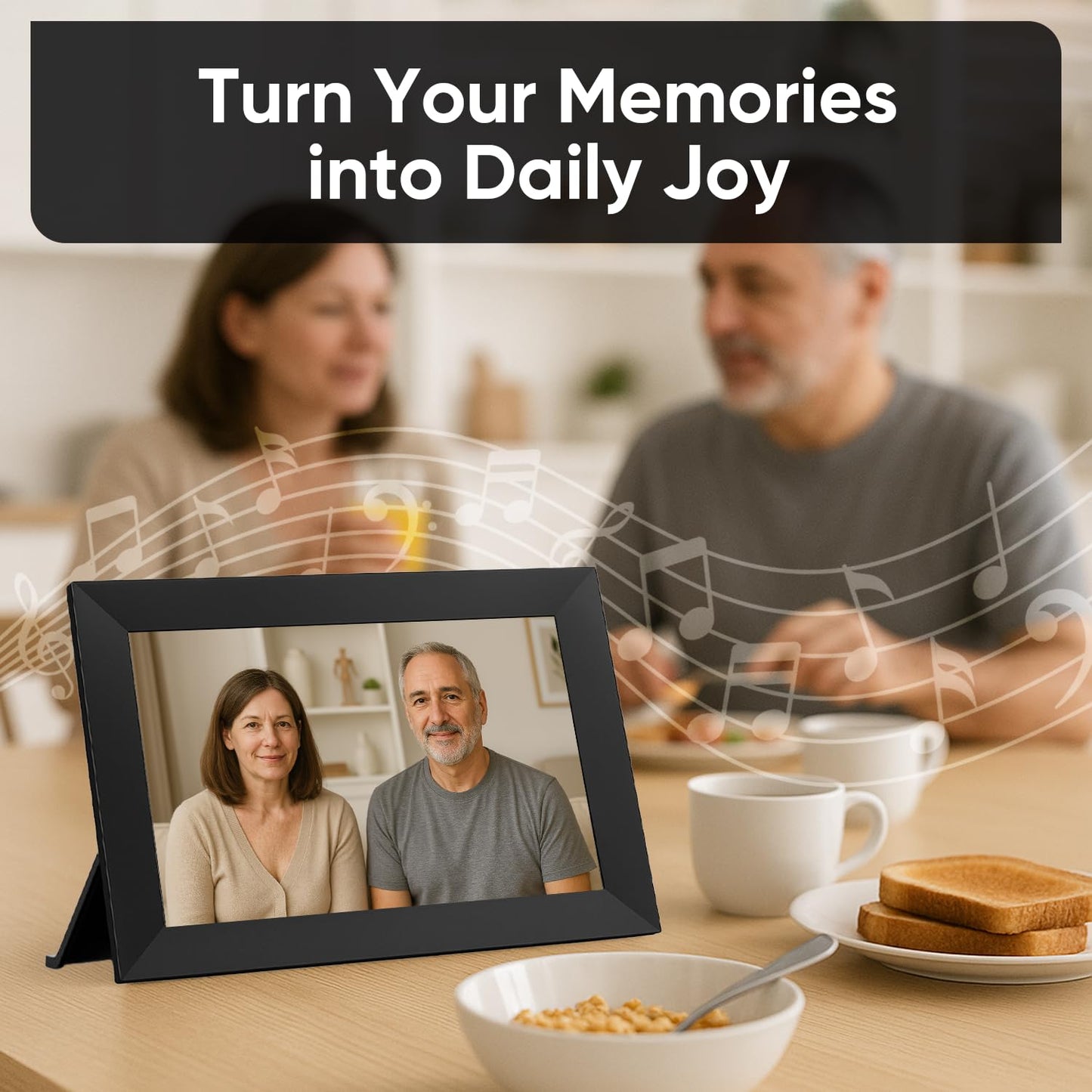 10.1 Inch WiFi Digital Picture Frame, 1280×800 HD IPS Touch Screen, 16 GB Memory, Auto‑Rotate, Wall‑Mountable