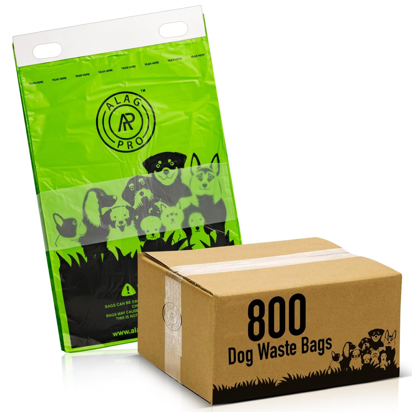 ALAGPRO® 800 Pull-Strap Dog Waste Station Refill Header Bags, Designed to Fit Any Pet Waste Header Stations - 8 headers of 100 bags