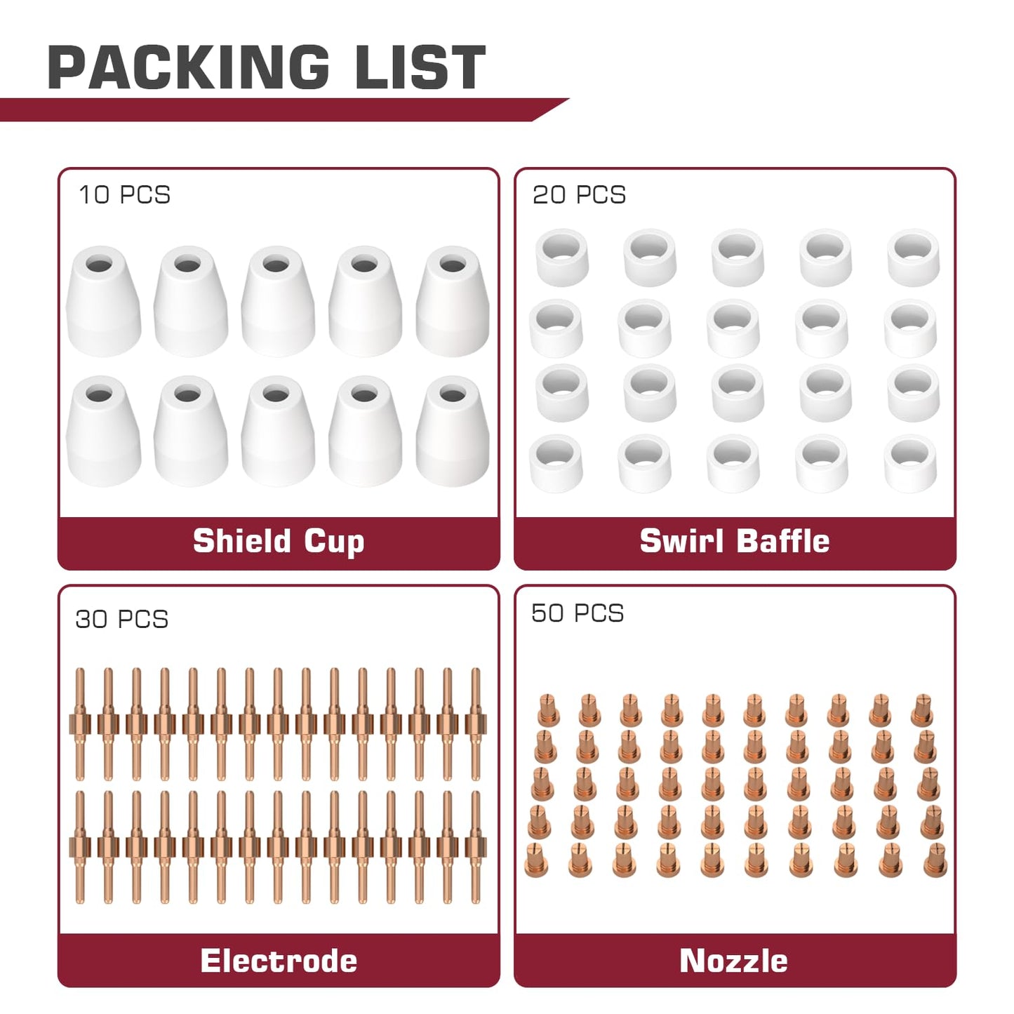 ARCCAPTAIN 110PCS PT31 Plasma Cutting Consumables Fit CUT-45 CUT-50 CT-312 with Plasma Cutter Torch PT-31 JG-40 LG-40