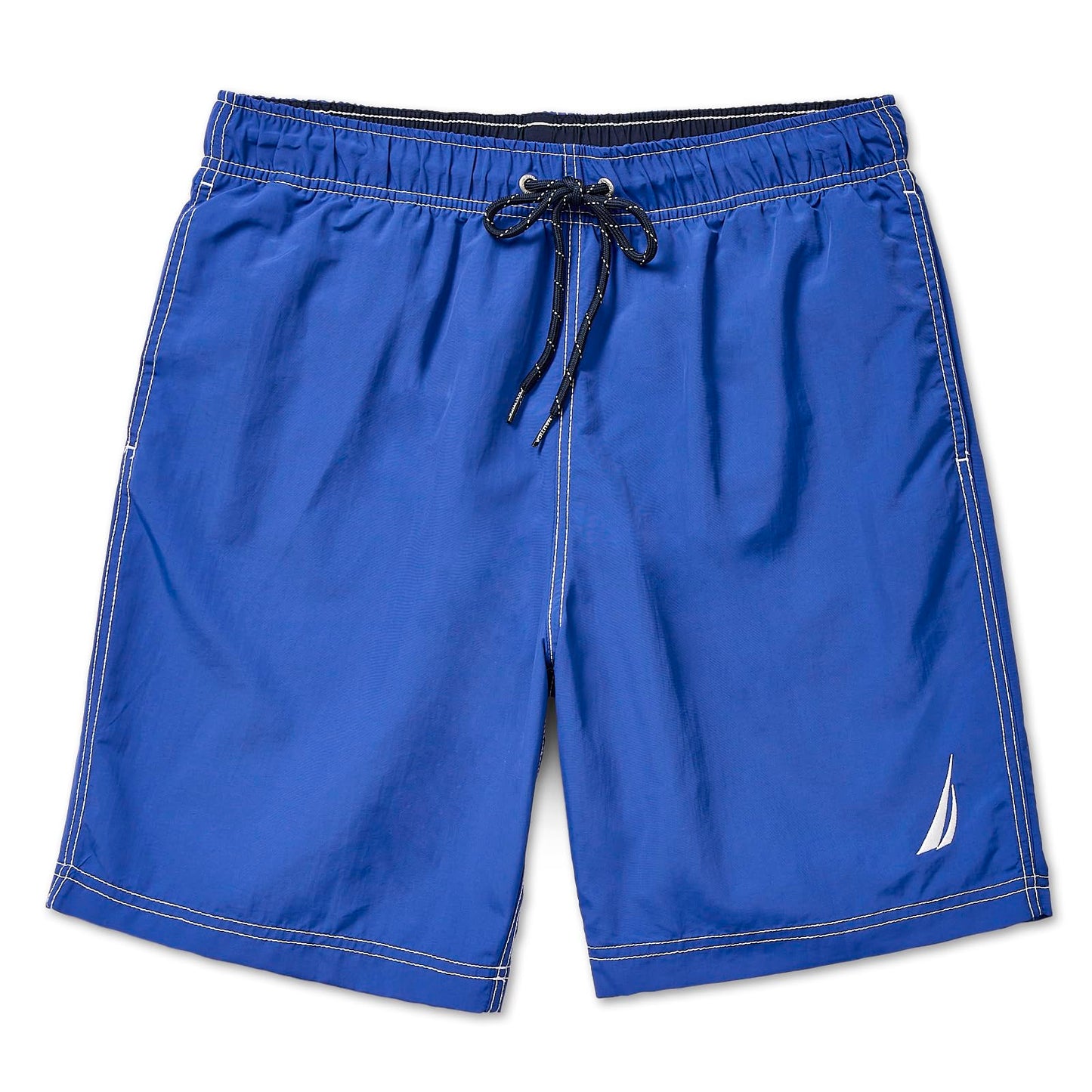 Nautica Men's Standard Solid Quick Dry Classic Logo Swim-Trunk, Bright Cobalt, Large