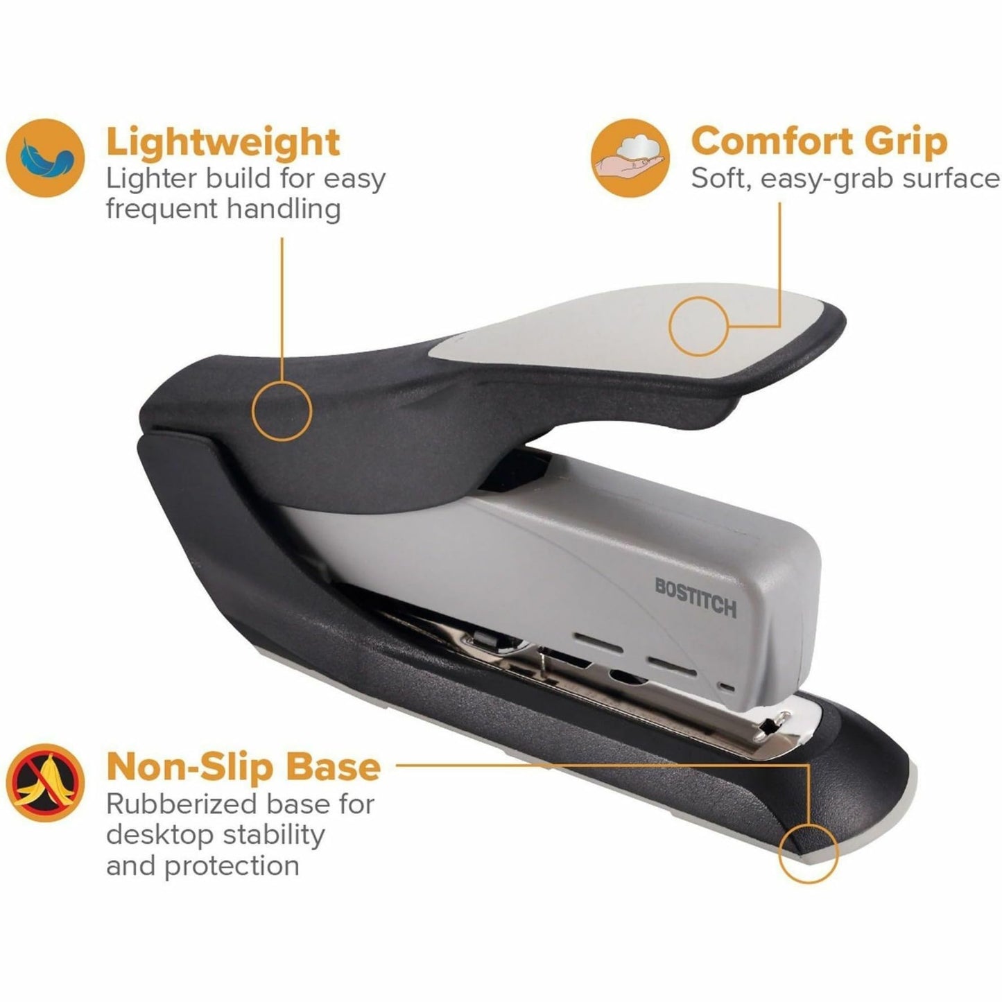PaperPro inHANCE60 Heavy Duty Stapler - Two Fingers, No Effort, Spring Powered Stapler - 60 Sheets, Gray (1200)