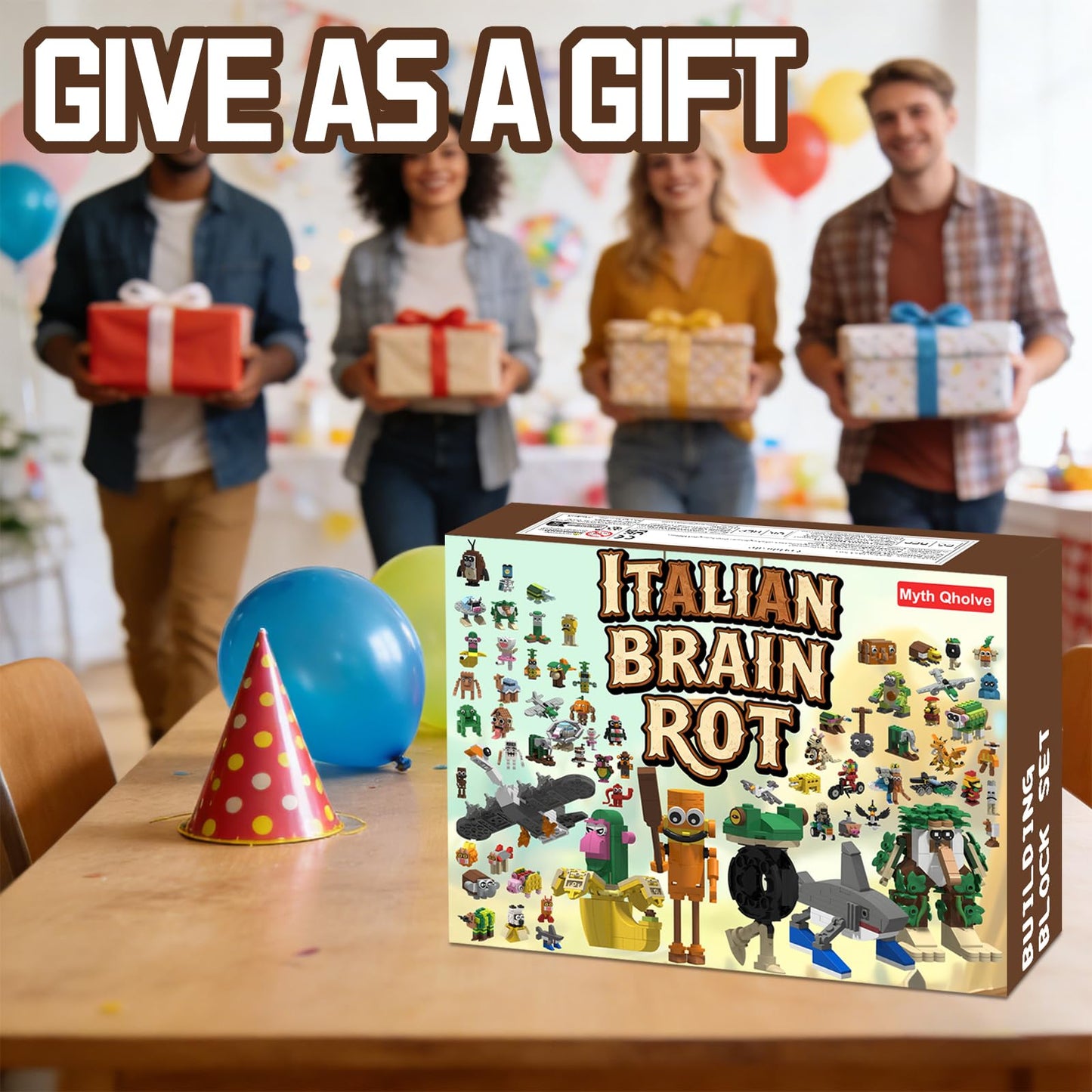 Myth Qholve Italian Brain Rot Unique Cartoon Characters Building Blocks 8 in 1 Educational & Entertaining Gift Idea for Adults