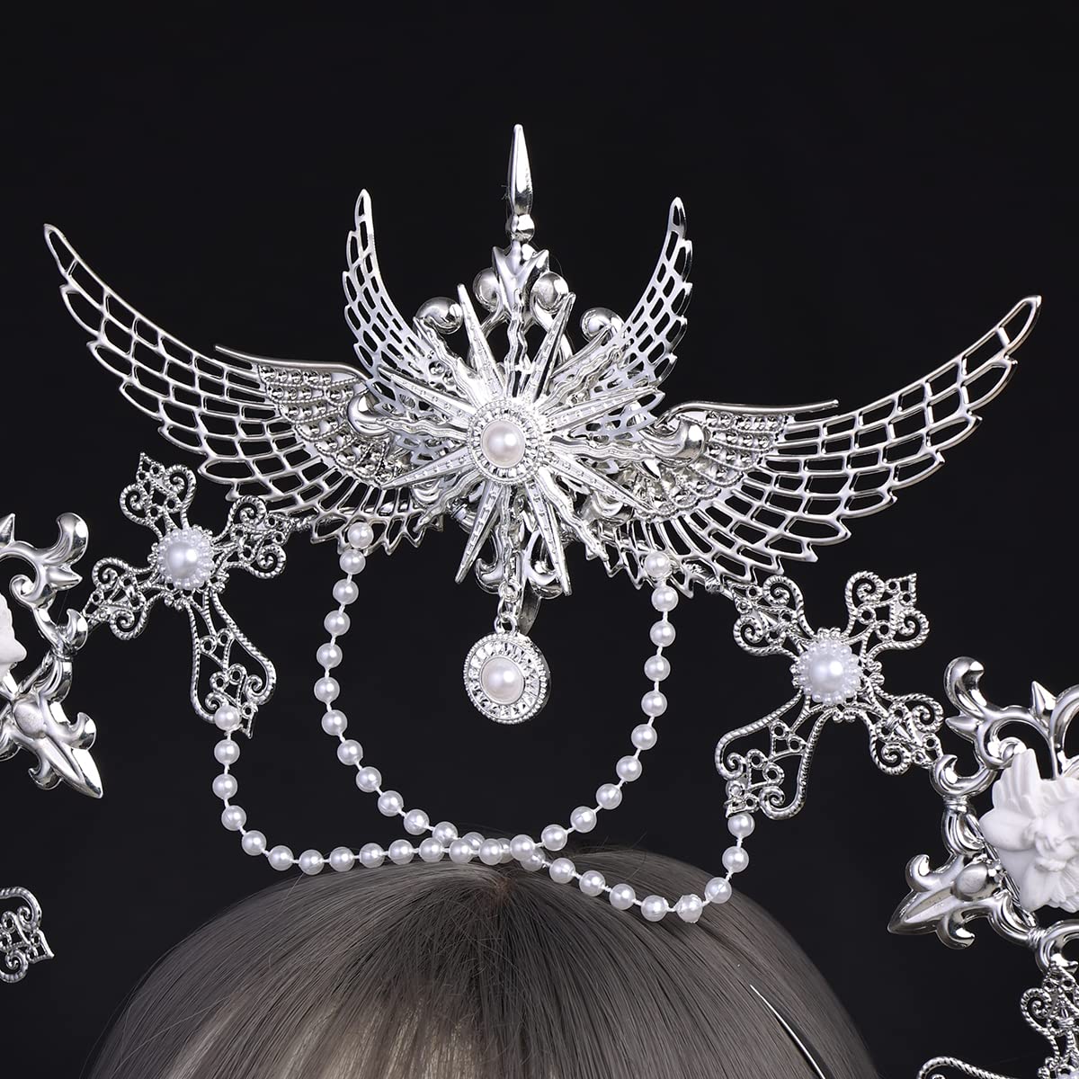 BLESSUME Halo Crown Mary Goddess Headband Women Halloween Costume Headpiece (Silver 21)