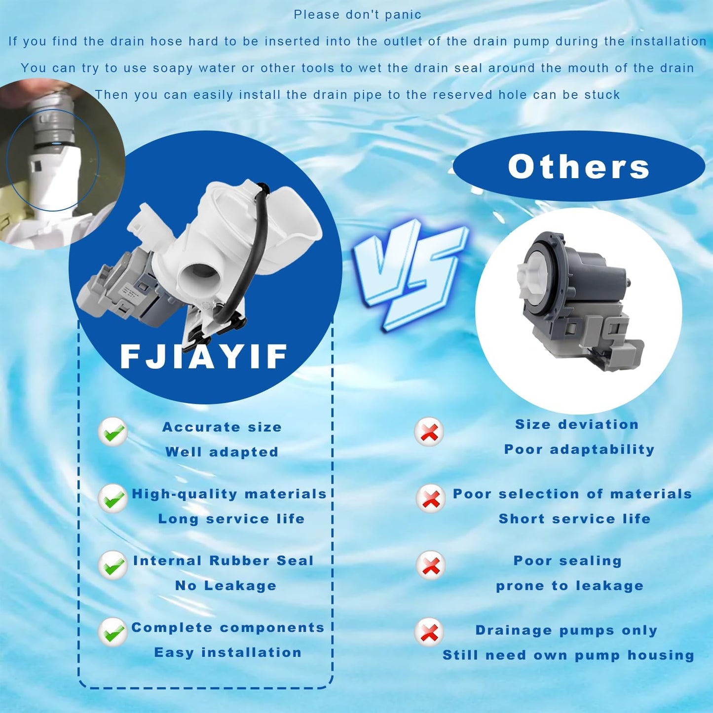 00436440 Washer Drain Pump compatible with Bosch Washer Machine WFMB WFVC WFMC Replacement Parts LP6440 AP3764202 703146 674704 PS3464593 PS8714879 Drain Pump Motor