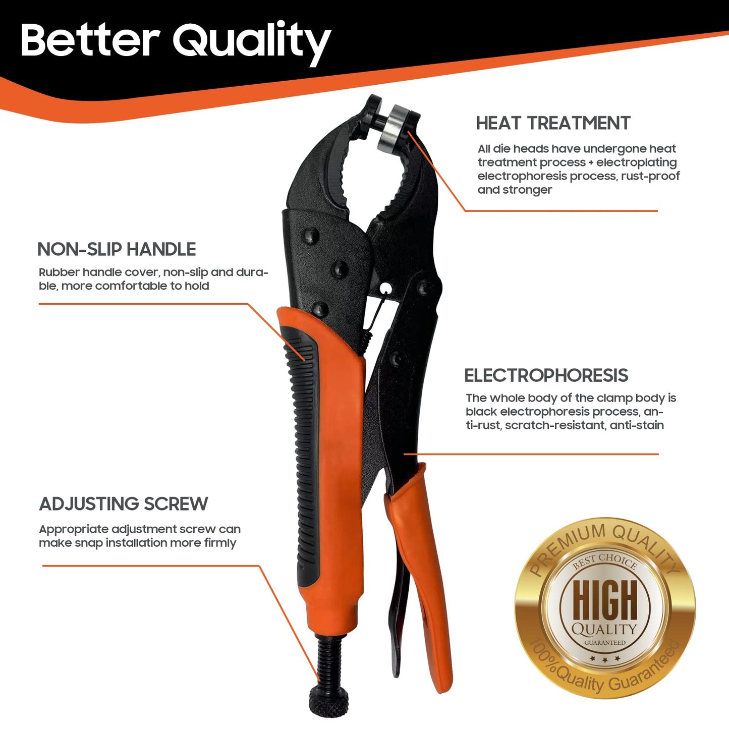 Heavy Duty Snap Fastener Tool kit, Punching Function, Snap Button Tool with Adjustable Setter, 15mm snap Tool Includes 100 Sets Marine Snaps