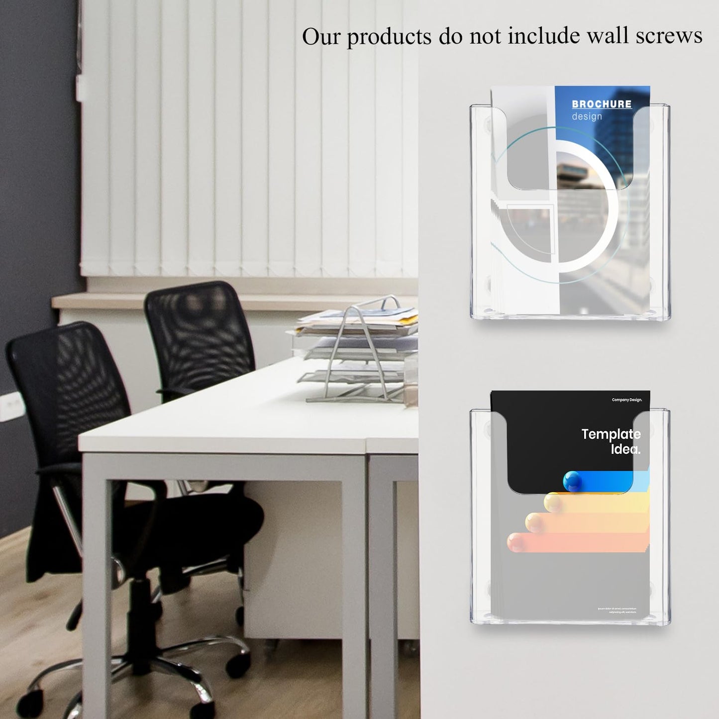 Thyle 2 Pcs 6.7 Inch Acrylic Brochure Holder Wall Mount Flyer Holder Clear Literature Organizer magnetic File Magazine Display Stand Plastic Pamphlet Organizer Mail Display Stand for Wall