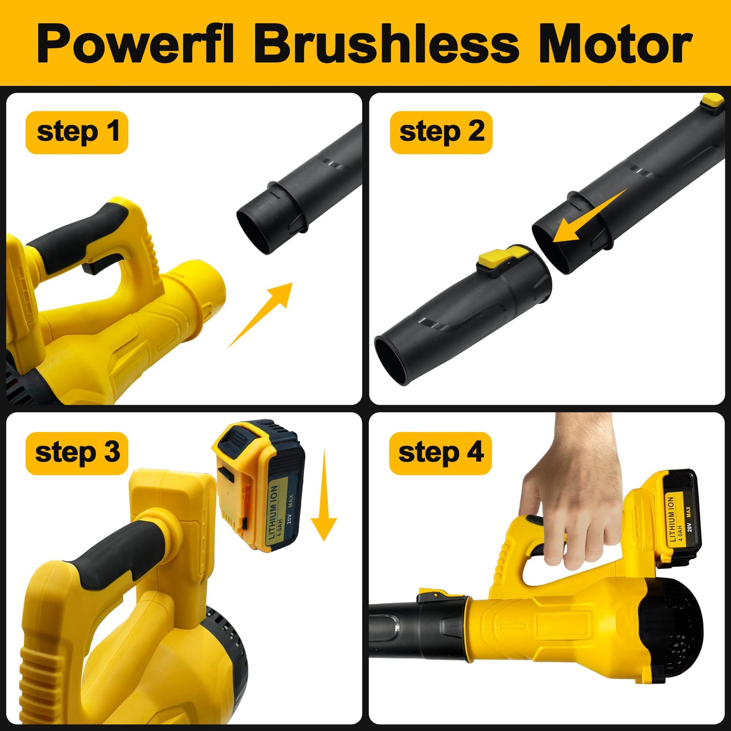 Cordless Leaf Blower Compatable with Dewalt 20V Battery.500CFM Brushless Electric Blower,Variable Speed, Turbo Mode, Leaf Blowers for Driveway & Yard