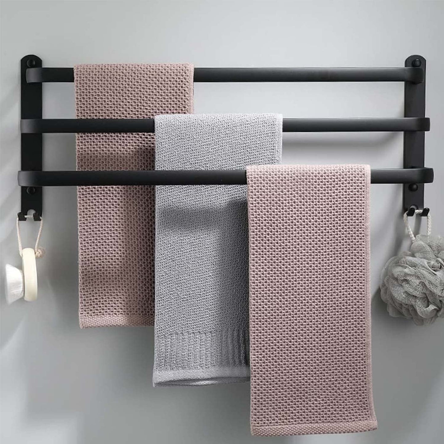 60CM Towel Bar Towel Rack Bathroom, Bathroom Accessories Set, 60cm Bathroom Towel Holder, Bathroom Black Towel Bar Hand Towel Holder Bathroom Towel Rack Wall Mount