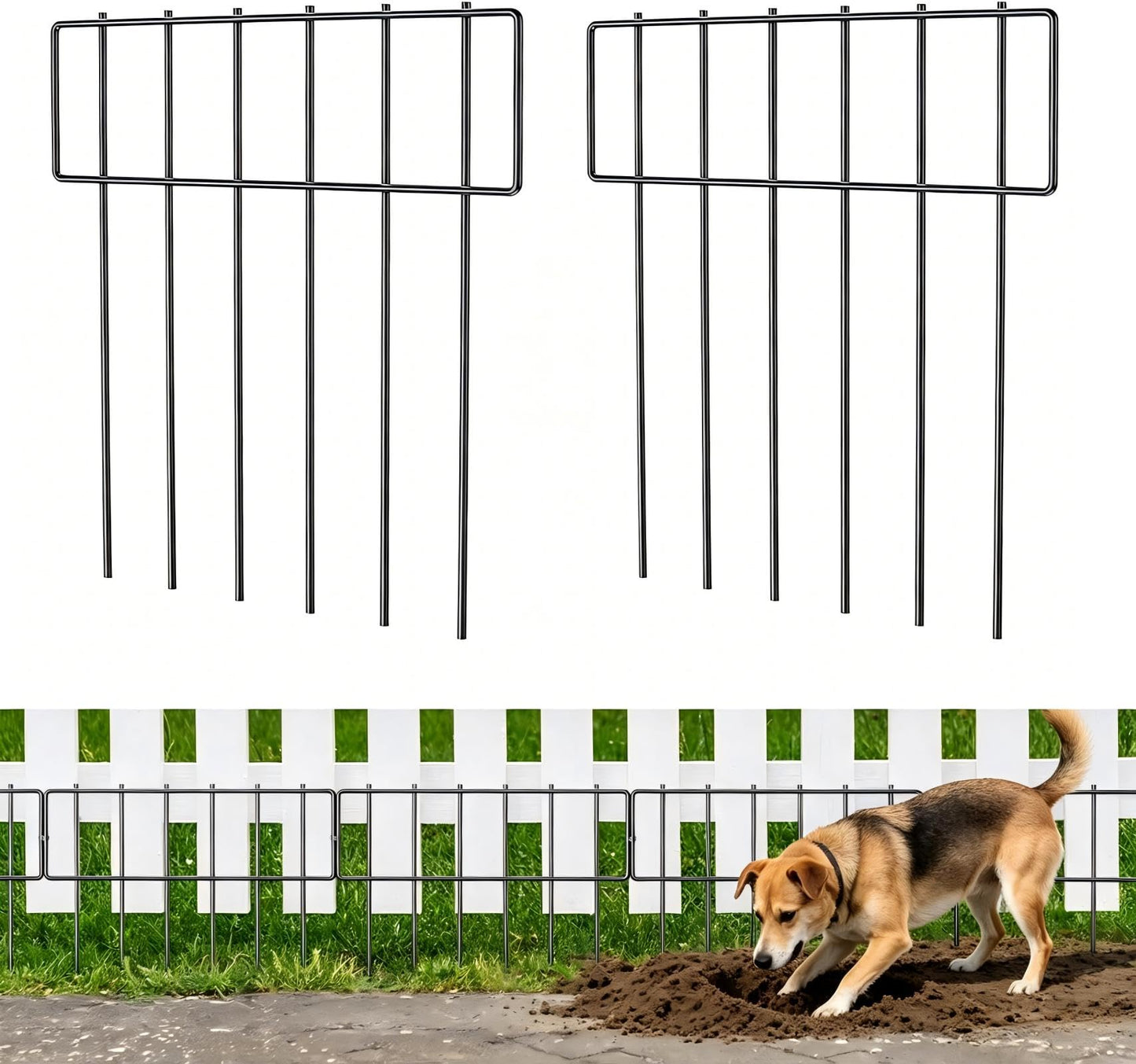 19 Pack Animal Barrier Fence, 17 in(H) X 20 Ft(L) Decorative Garden Fencing, Rustproof Metal Wire Garden Fence Border, Dog Rabbits Ground Stakes Fence for Landscape Patio.