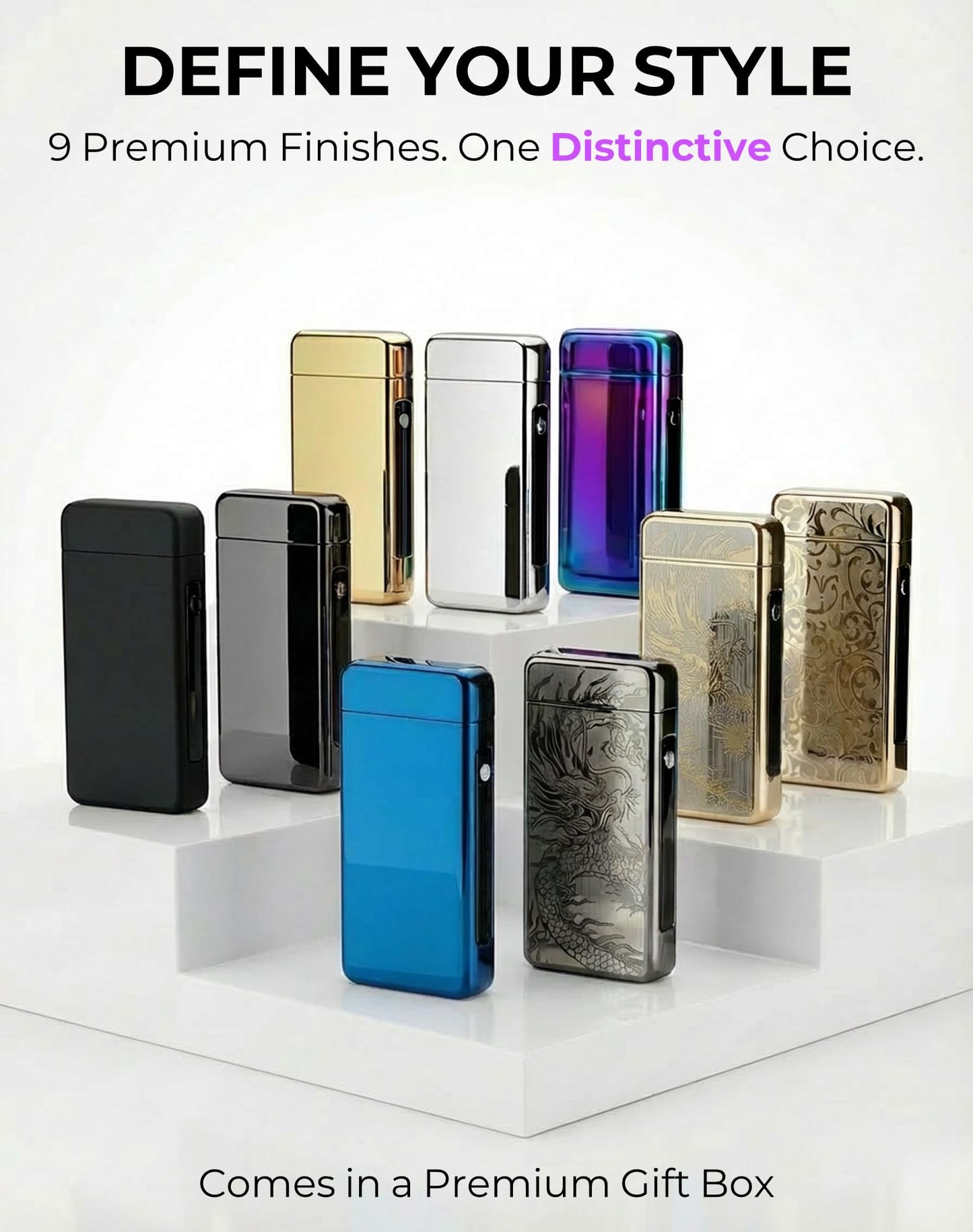 COMANYI Electric Lighter USB Rechargeable Plasma Lighter, with Windproof High Power Arc Mirror-Polished Metal Ice Touch Surface, with Gift Box, for Outdoor Travel Grill BBQ Candle (Blue)