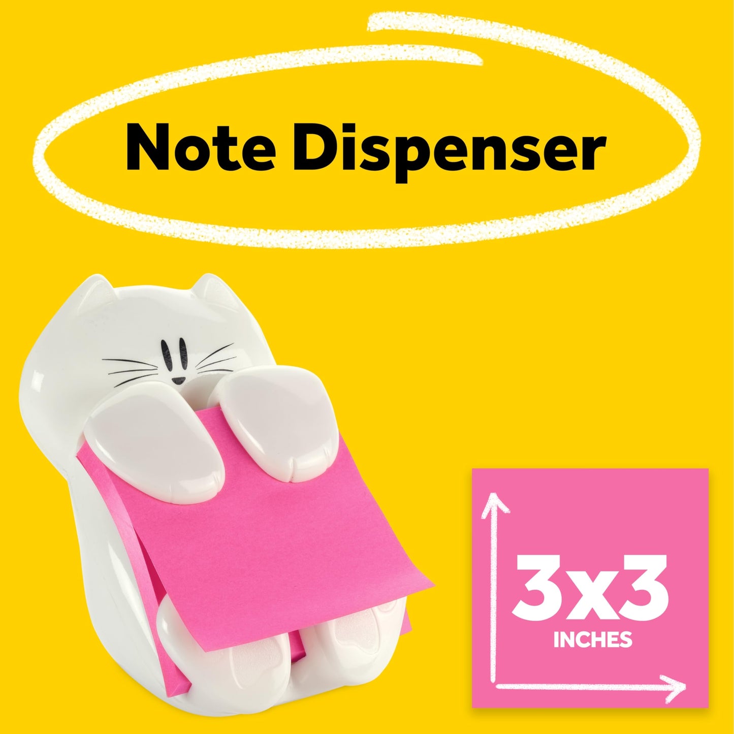Post-it Cat Figure Pop-up Note Dispenser, 3 inch x 3 inch, (CAT-330)