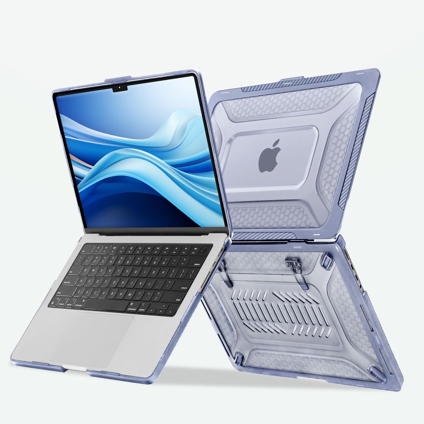 MOSISO Compatible with MacBook Pro 14 inch Case M5 M4 M3 M2 M1 2026-2021 A3427 A3426 A3434 A3112 A3185 A3401 A2918 A2992 A2779 A2442,2 in 1 Honeycomb TPU Bumper Case with Fold Kickstand, Lavender Gray