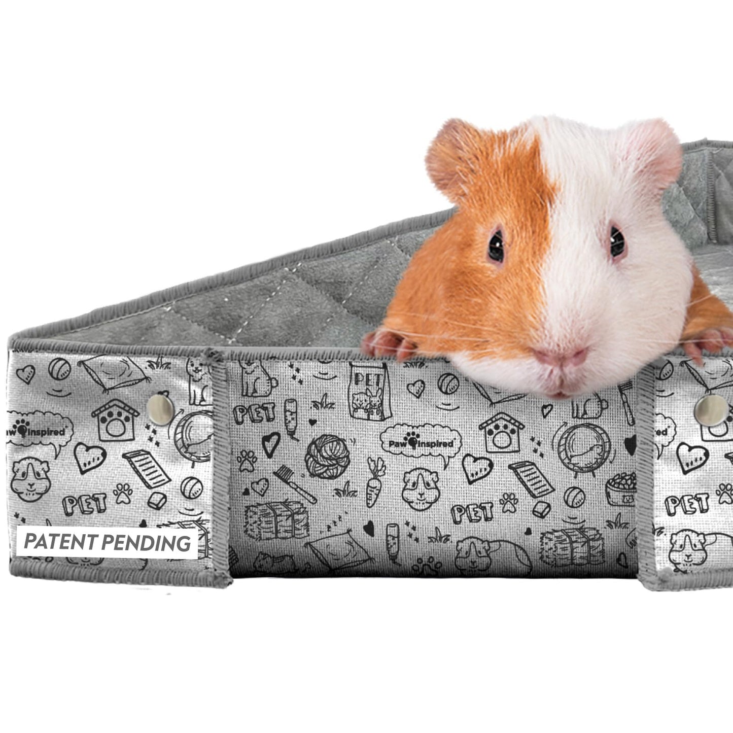 Paw Inspired Critter Box | Washable Guinea Pig Cage Liners with Raised Sides | Fleece Bedding for Guinea Pigs Rabbits, Hamsters, Small Animals | Edge Protected Pee Pads (C&C 2x1 (14" Grids))