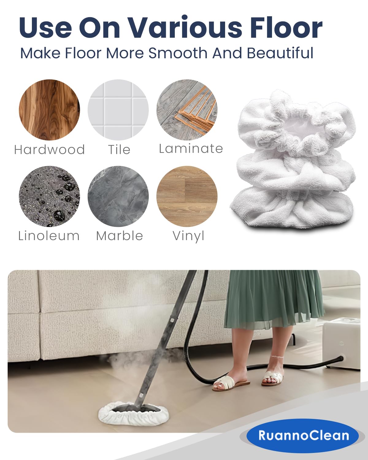 Steam Cleaner Accessories, Large Bonnets Rectangle Compatible with Dupray Neat Steam Cleaner, Reusable Steam Mop Pads Microfiber Bonnet Steam Cleaning Pads (Double-Layer) -6 Pack