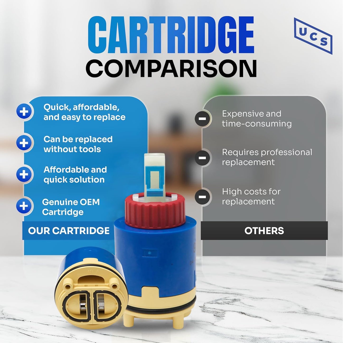 Belanger FC9AC010 JH04BD Hain-Yo Ceramic Plastic Faucet Cartridge - Replacement Cartridge with Single Lever Cartridge - Pressure Balance Cartridge Replacement Low Torque Structure Type